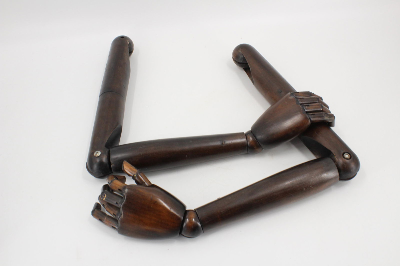 Vintage Articulated Mannequin Arms: Vintage Articulated Mannequin Arms. Wood. Size: 32" Each