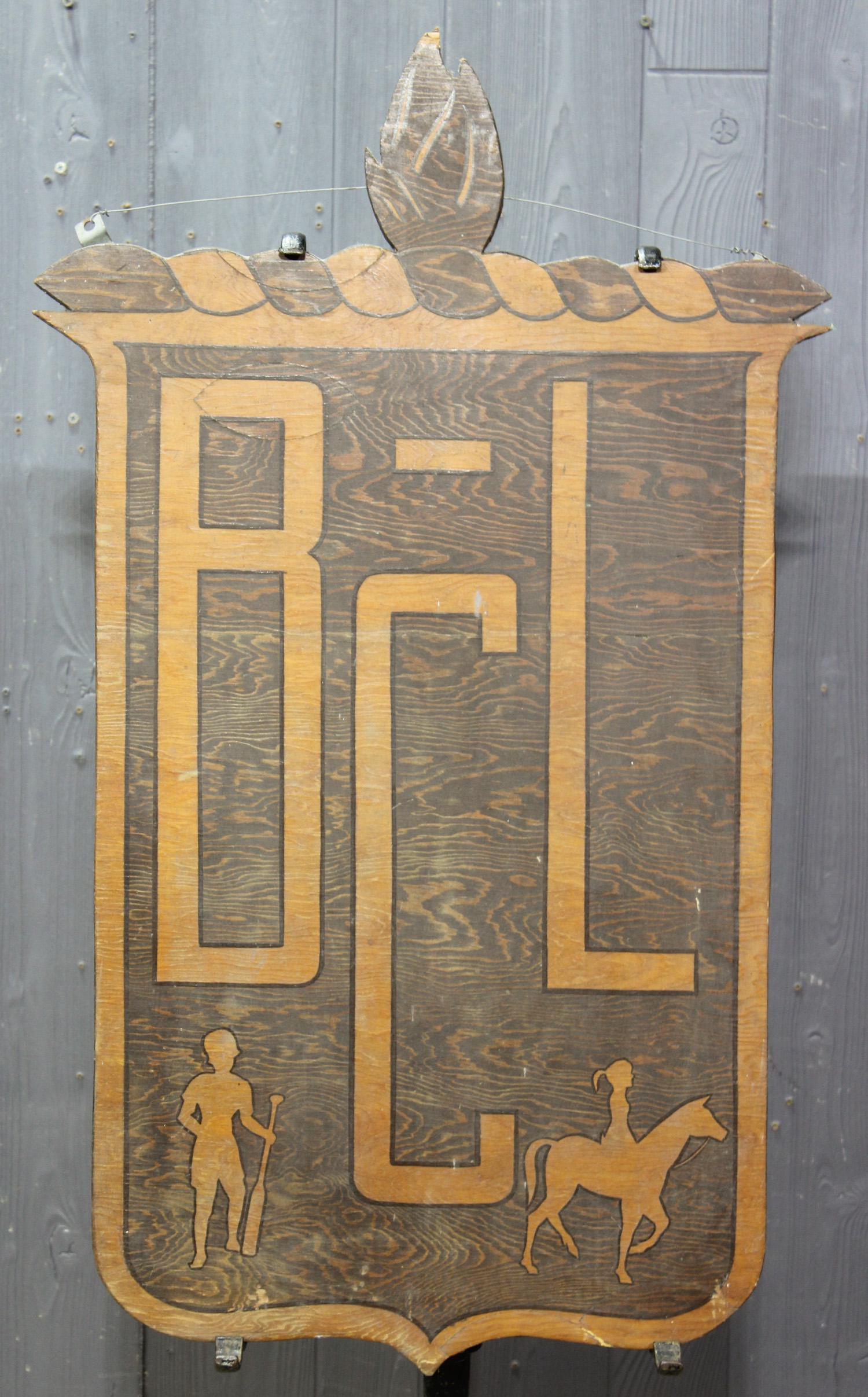 Vintage Carved Wood Camp Sign: Size: 35" H x 20.5" W x 1.5" D