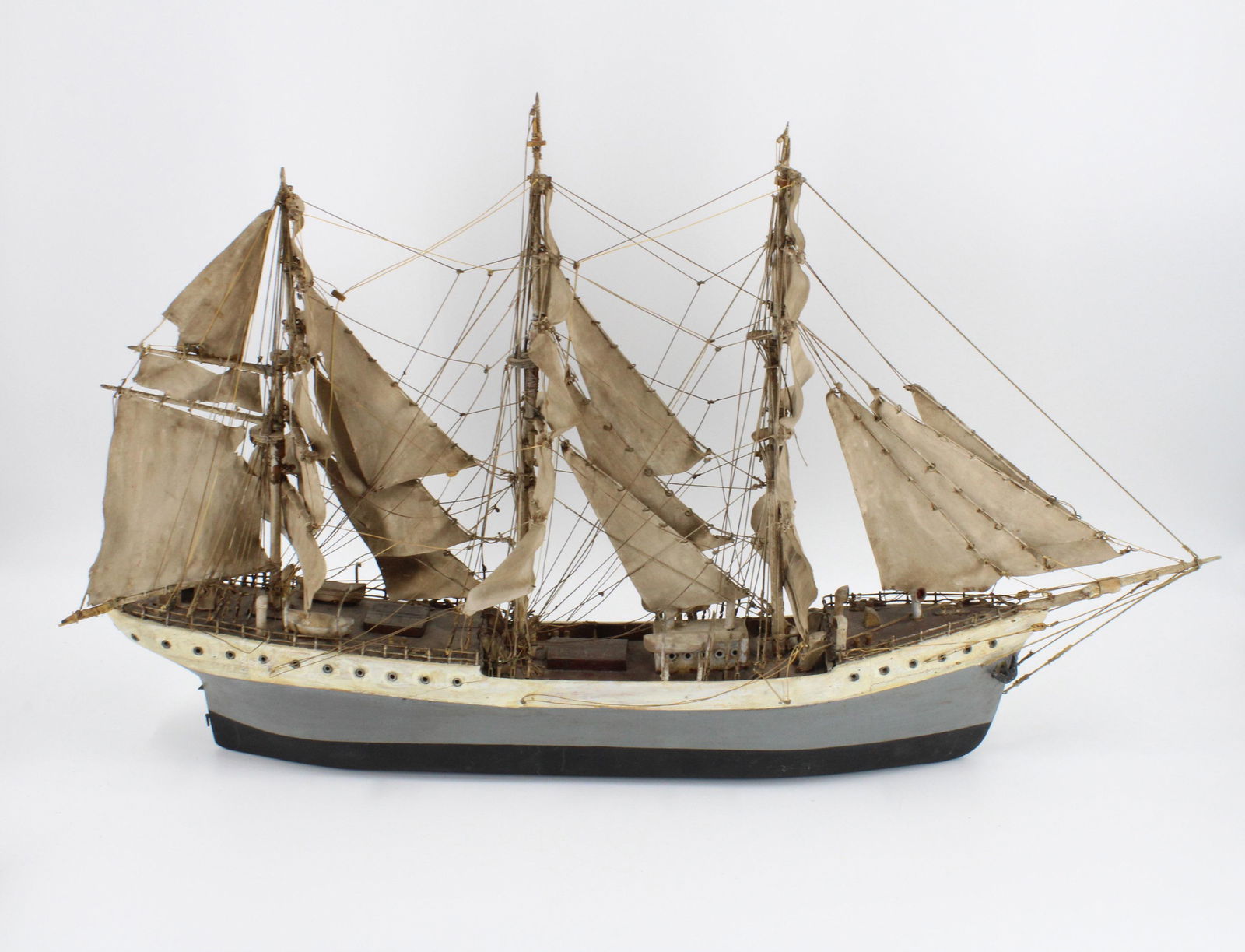 Scale Model Tall Sailing Ship: Scale Model Tall Sailing Ship. Wood. Size: 19" X 32" X 4.5"
