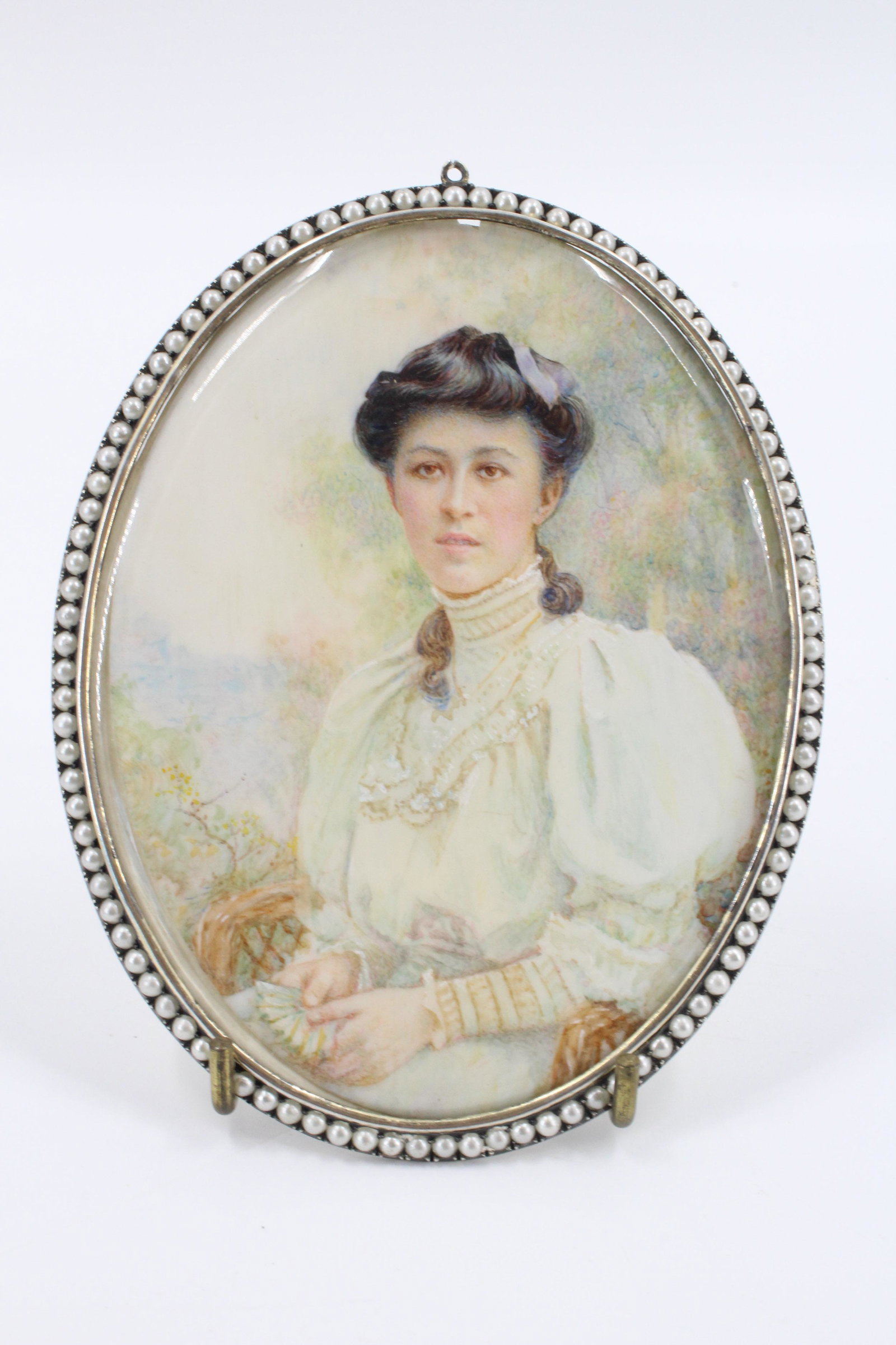 Late 19th C Victorian Watercolor Portrait: Late 19th C Victorian Watercolor Portrait. Size: 5" x 4"