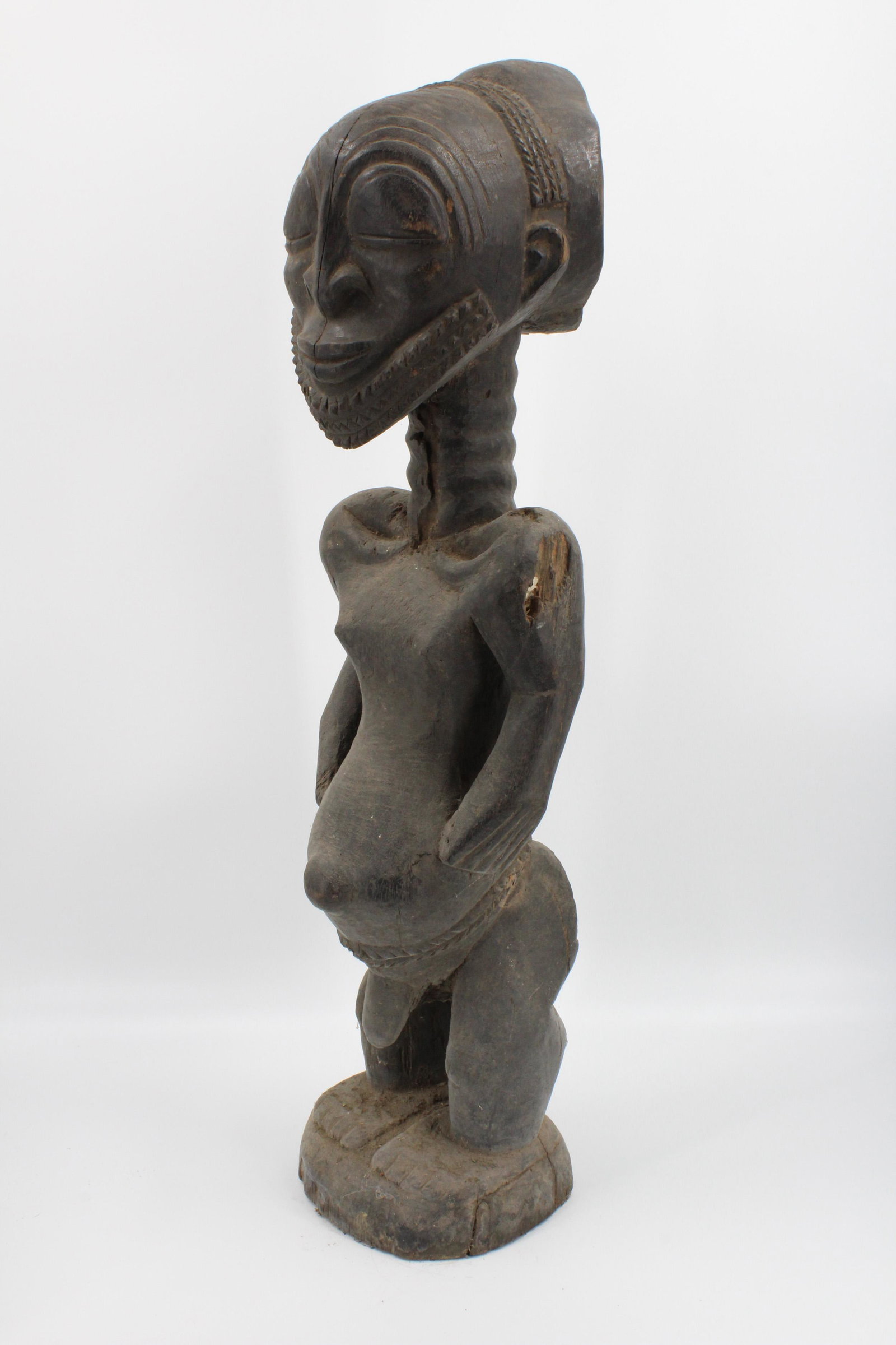 Large Hemba Luba People Fertility Figure: Large Hemba Luba People Fertility Figure. Carved wood. African. Size: 39" x 10" x 10"