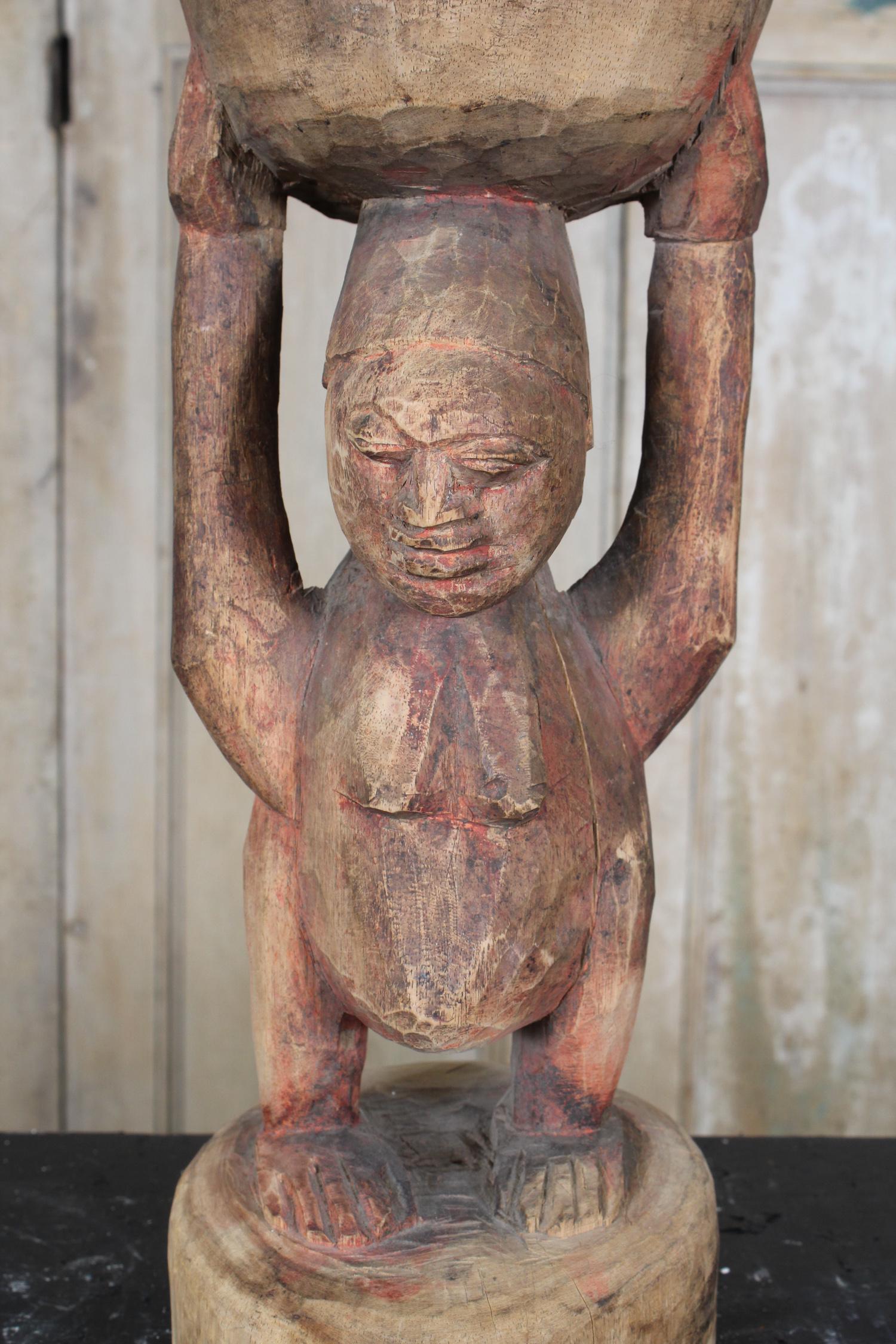Yoruba Divination Vessel: Yoruba Divination Vessel. Carved wood. Size: 16" H x 6.5" W x 7" D