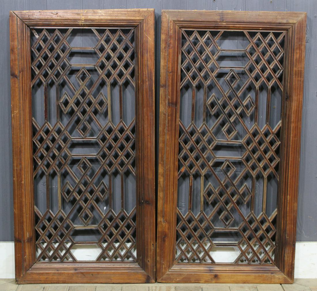 Pair Japanese Ranma Panels: Pair Japanese Ranma Panels. Size: 31.5" H x 16" W x 2" D