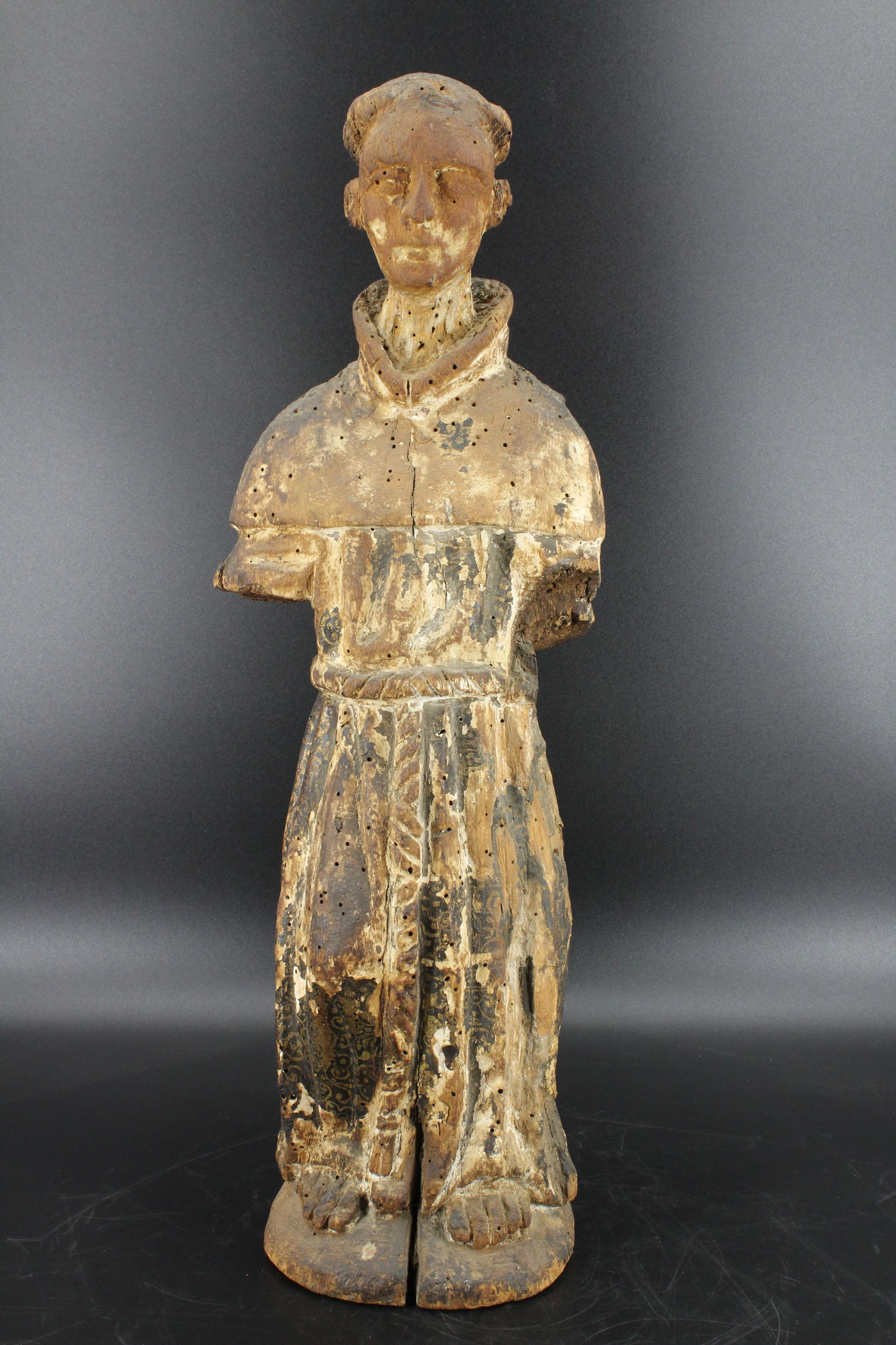 Early Continental Carved Wood St Francis: Early Continental Carved Wood St Francis. Late 18th/early 19th C. Size: 25.5"H x 9"D x 6"W
