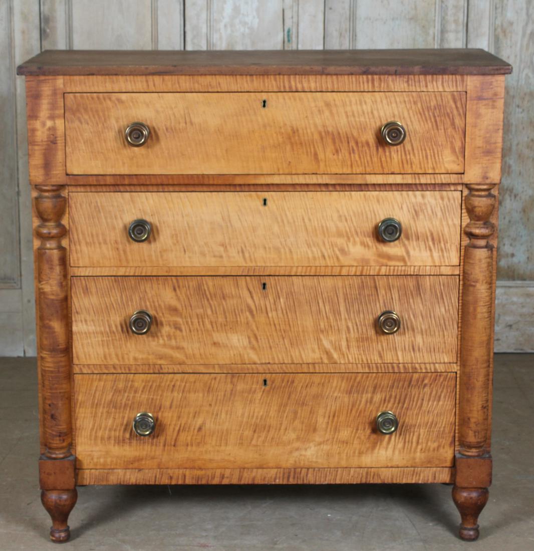 Antique American Tiger Maple Chest of Drawers (1 of 7)