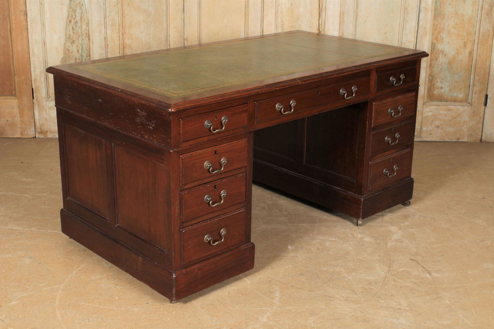 Georgian Style Leather Top Pedestal Desk (1 of 7)