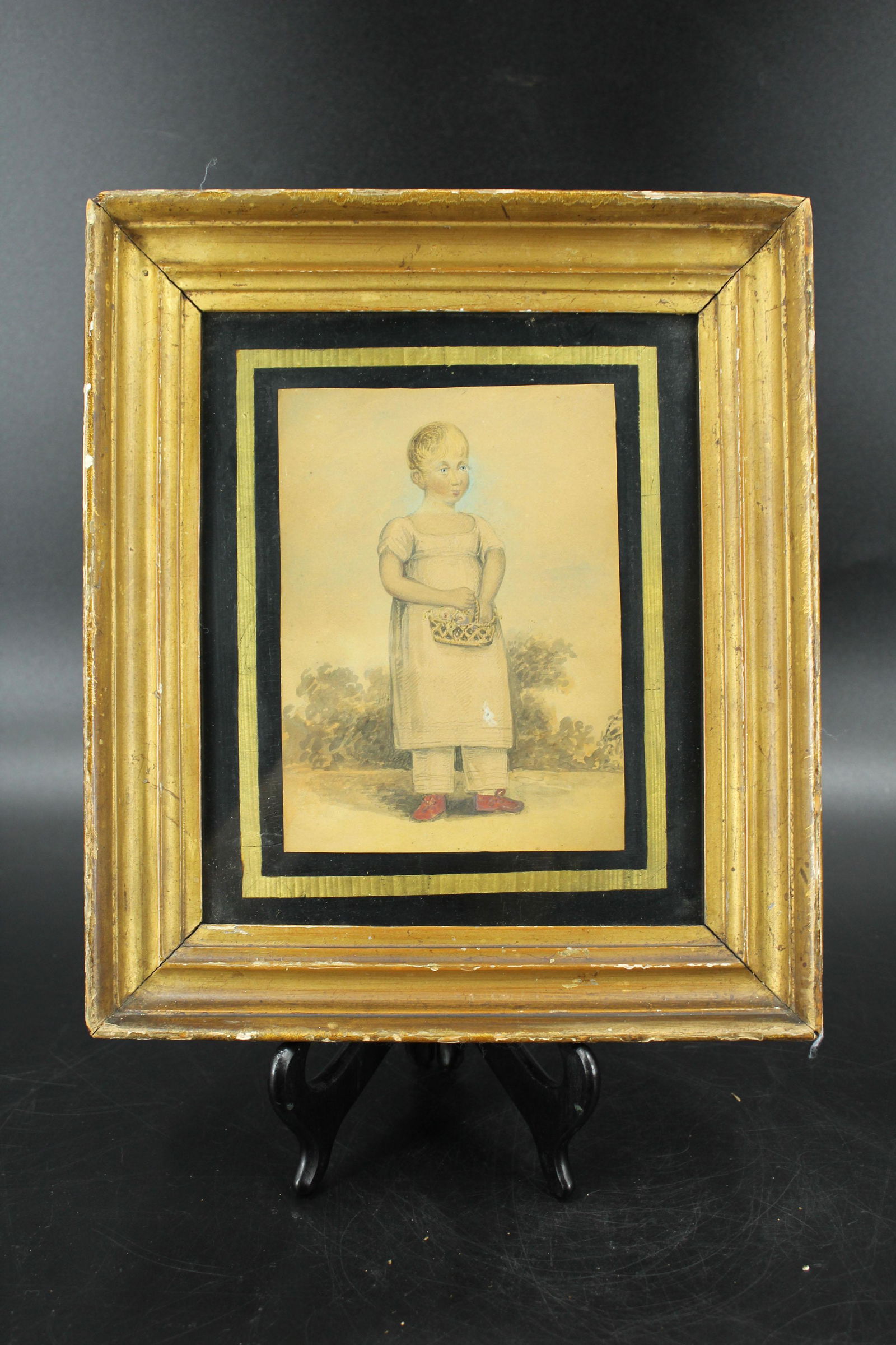 19th C British School Pencil Portrait: 19th C British School Pencil Portrait. Size: Frame: 12.25" H x 10.5" W, Sheet: 7" H x 5" W. (NHJ 269)