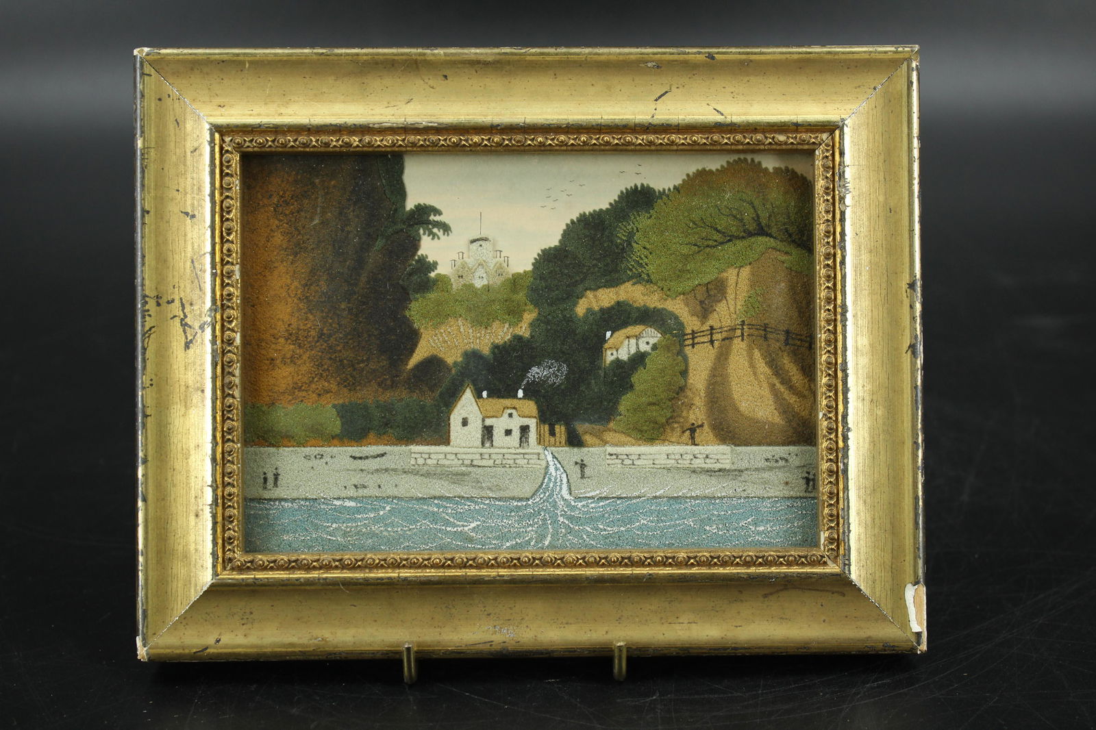 Victorian Isle of Wight Sand Painting: Victorian Isle of Wight Sand Art Painting. Size: 6" x 7.5" frame, 3.75" x 5.5" sight. (NHJ336)