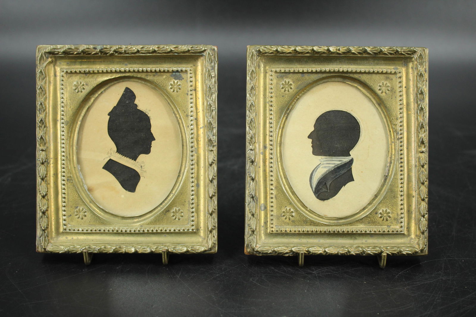 Pair Antique Cut-out and Gouache Silhouettes (1 of 5)