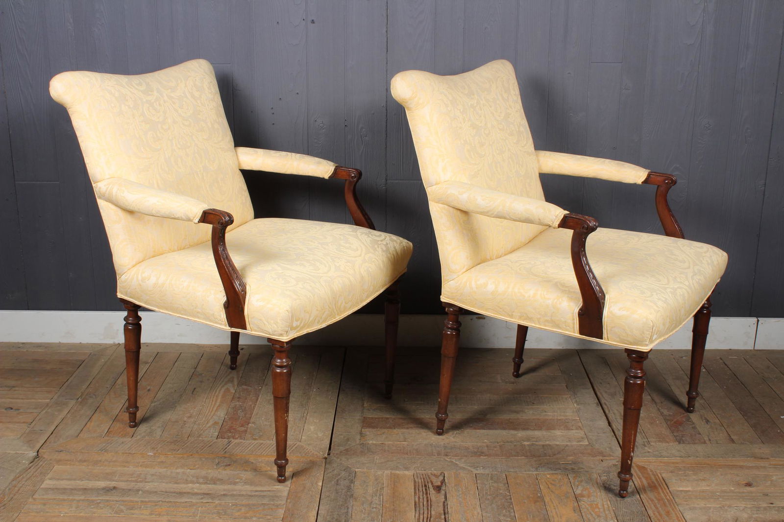 Pair Carved and Upholstered  Armchairs (1 of 4)