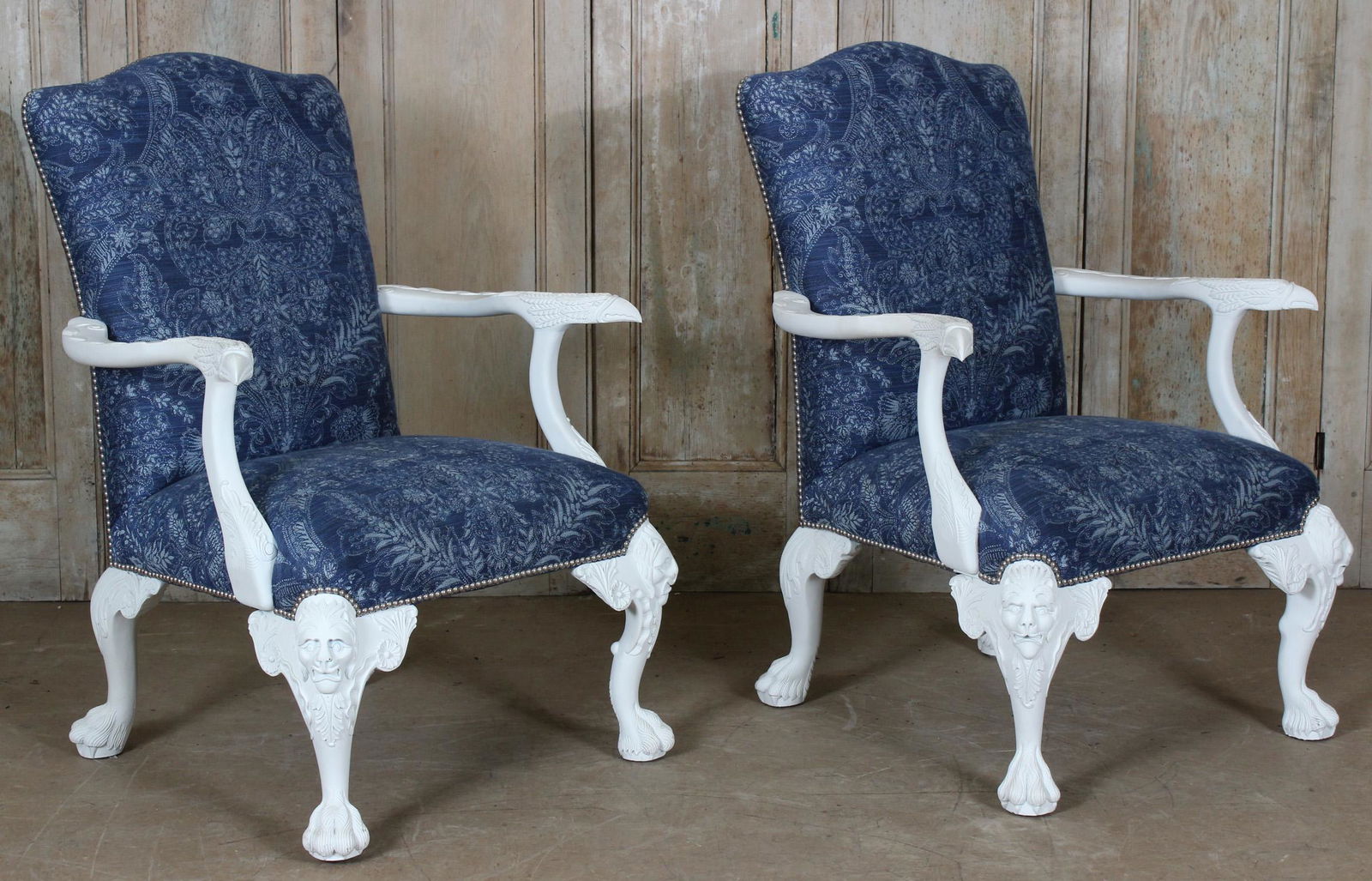 Chippendale Style Open Arm Library Chairs (1 of 6)