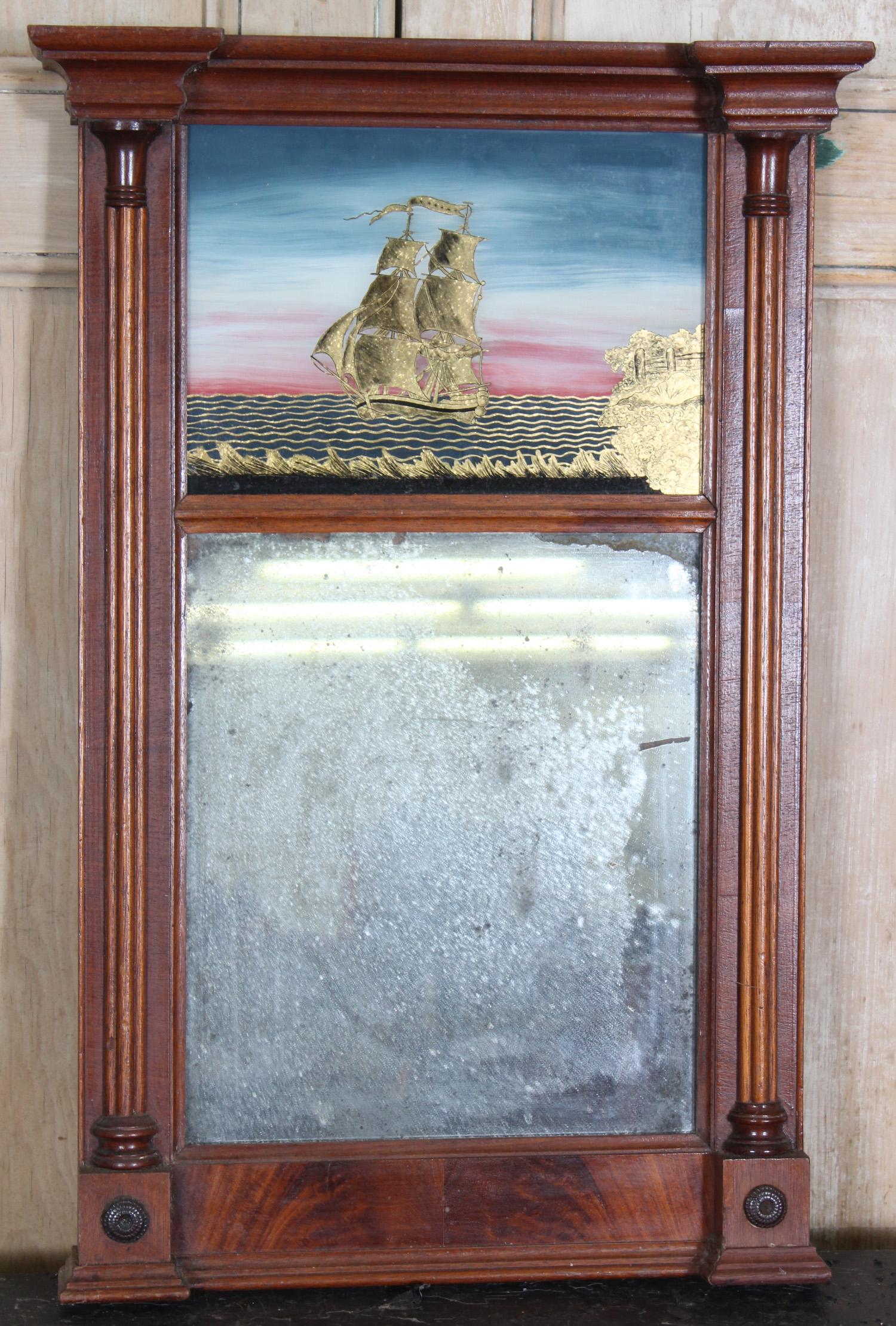 Reverse Painted Trumeau Mirror (1 of 5)