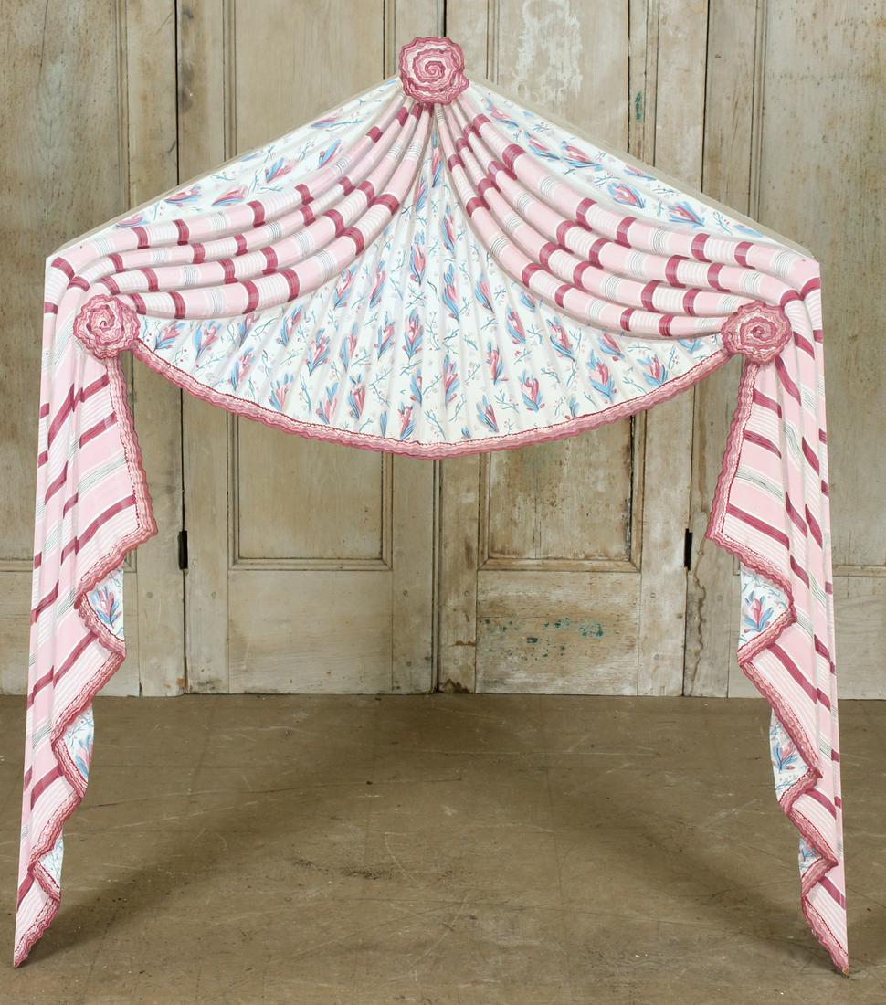 Trompe L'Oeil Painted Wood Valance: A painted formal valance of faux curtains. Size: 51.5" H x 46.5" W x 5.5" D (NHJ 17)