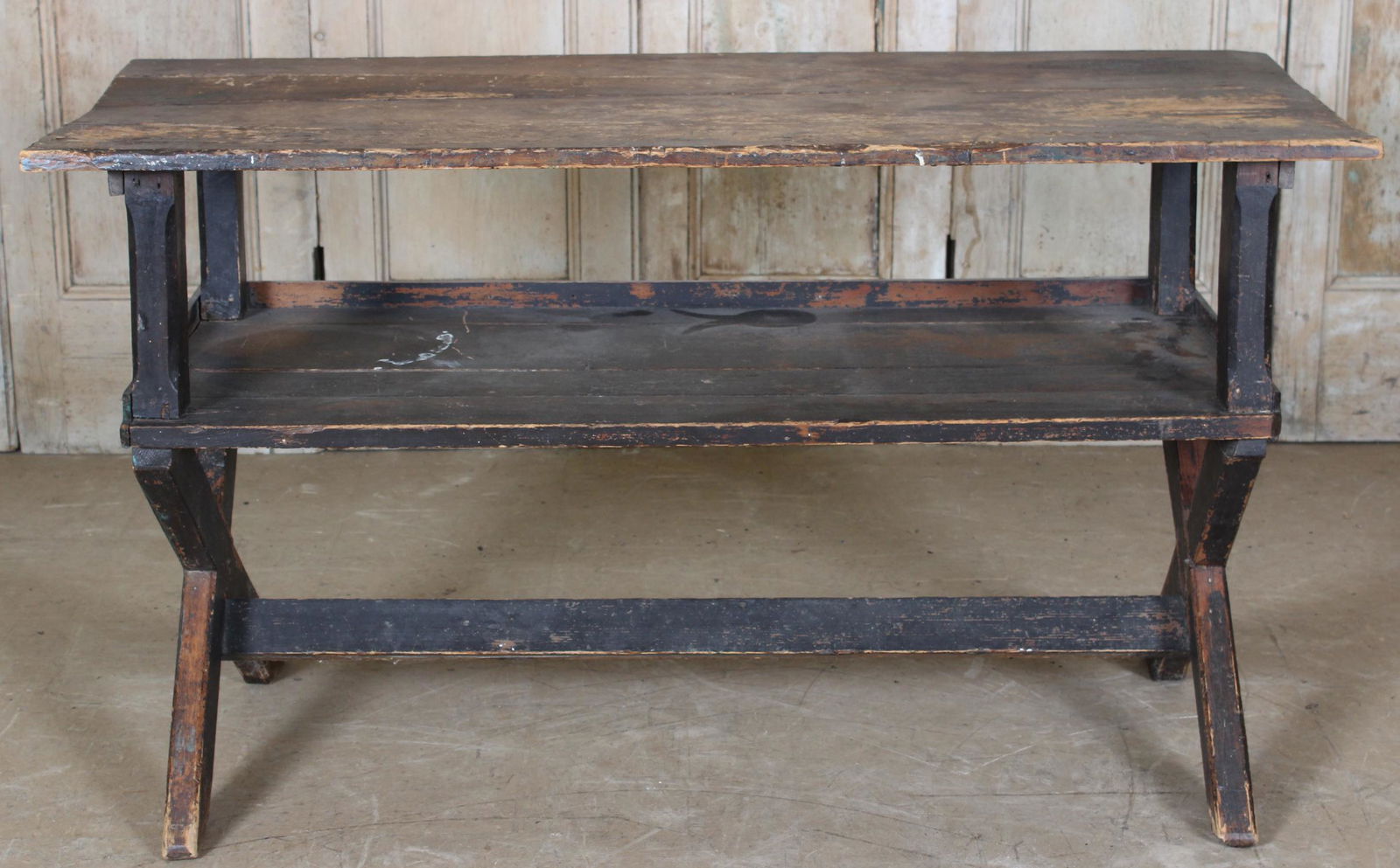 Antique 19th C Tiered Sawbuck Farm Work Table (1 of 5)