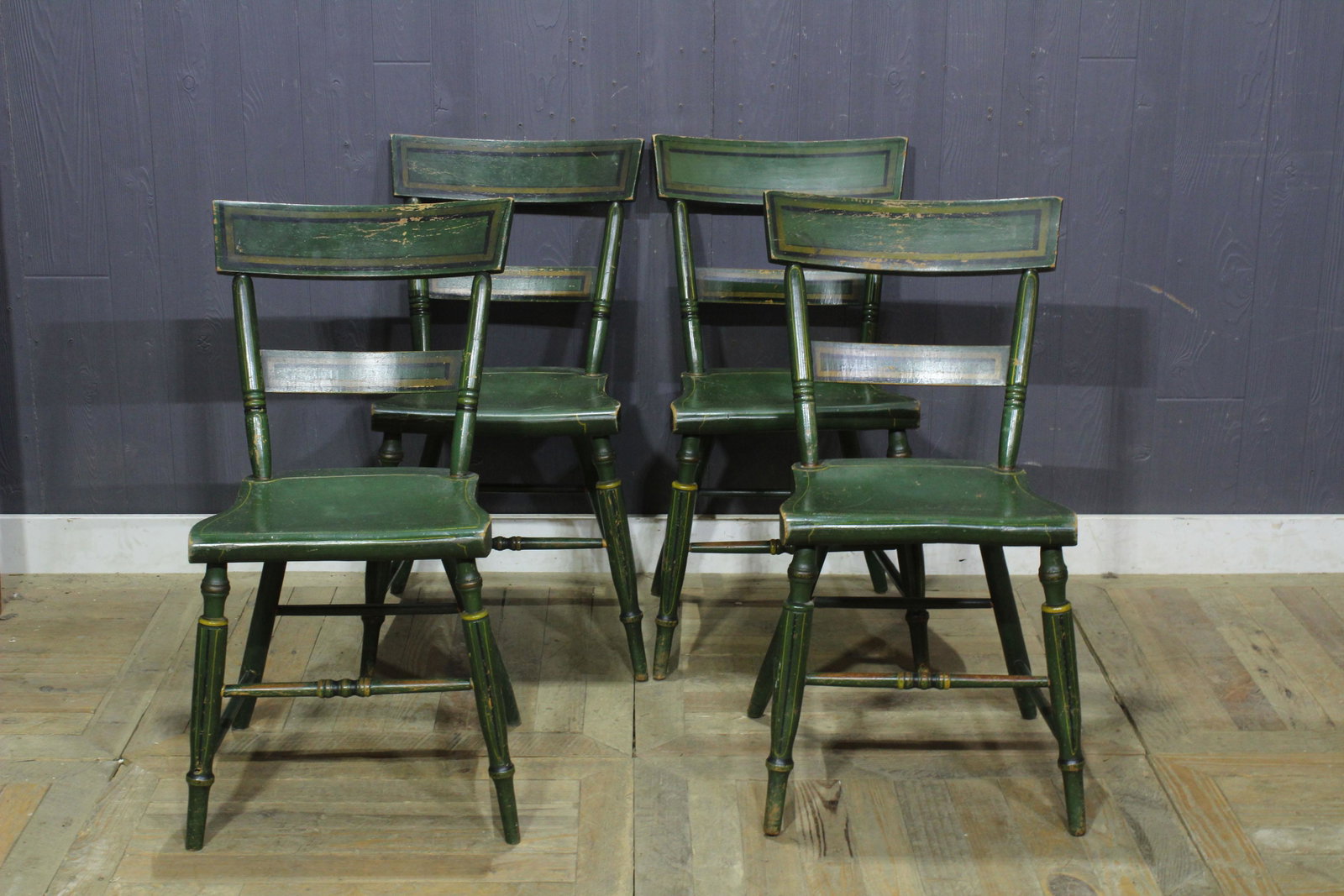 Four American Empire Style Painted Chairs: Four American Empire Style Painted Chairs. Size: 31.5"H x 15.5"W x 14.5"D
