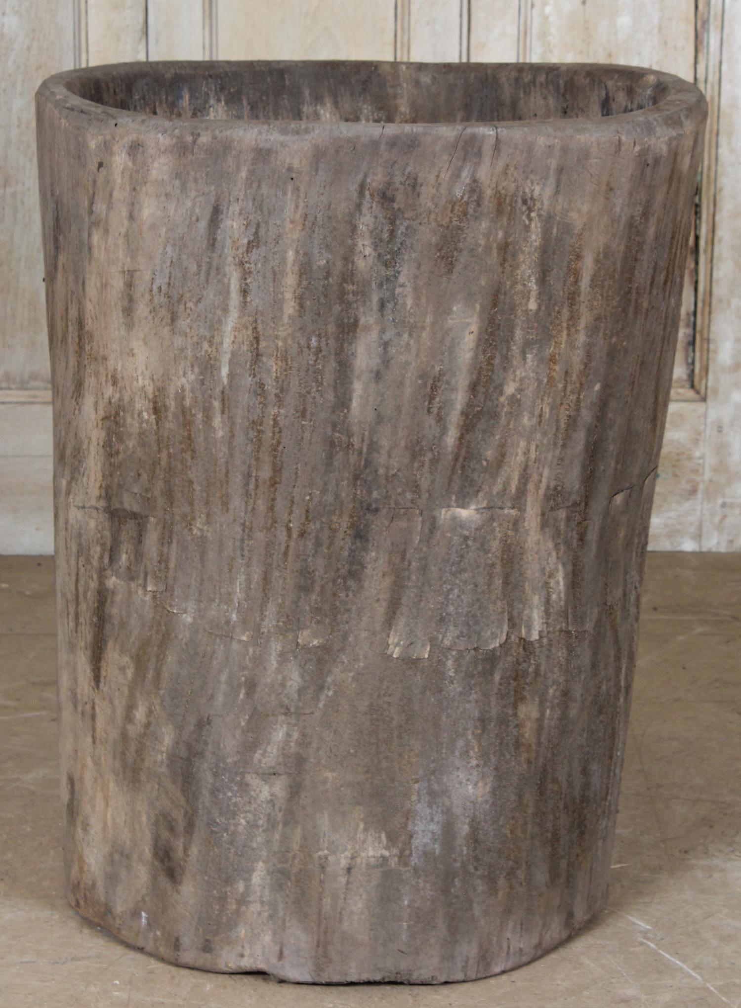 Carved Wood Barrel (1 of 5)