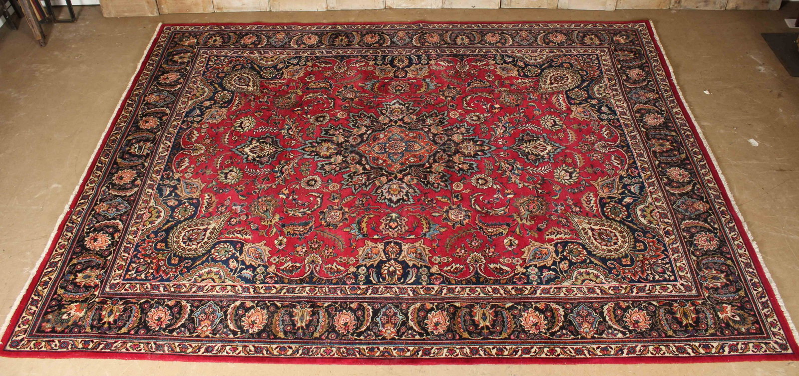 Vintage 9'8" x 12'9" Mashed Rug: Vintage 9'8" x 12'9" Mashed Rug.