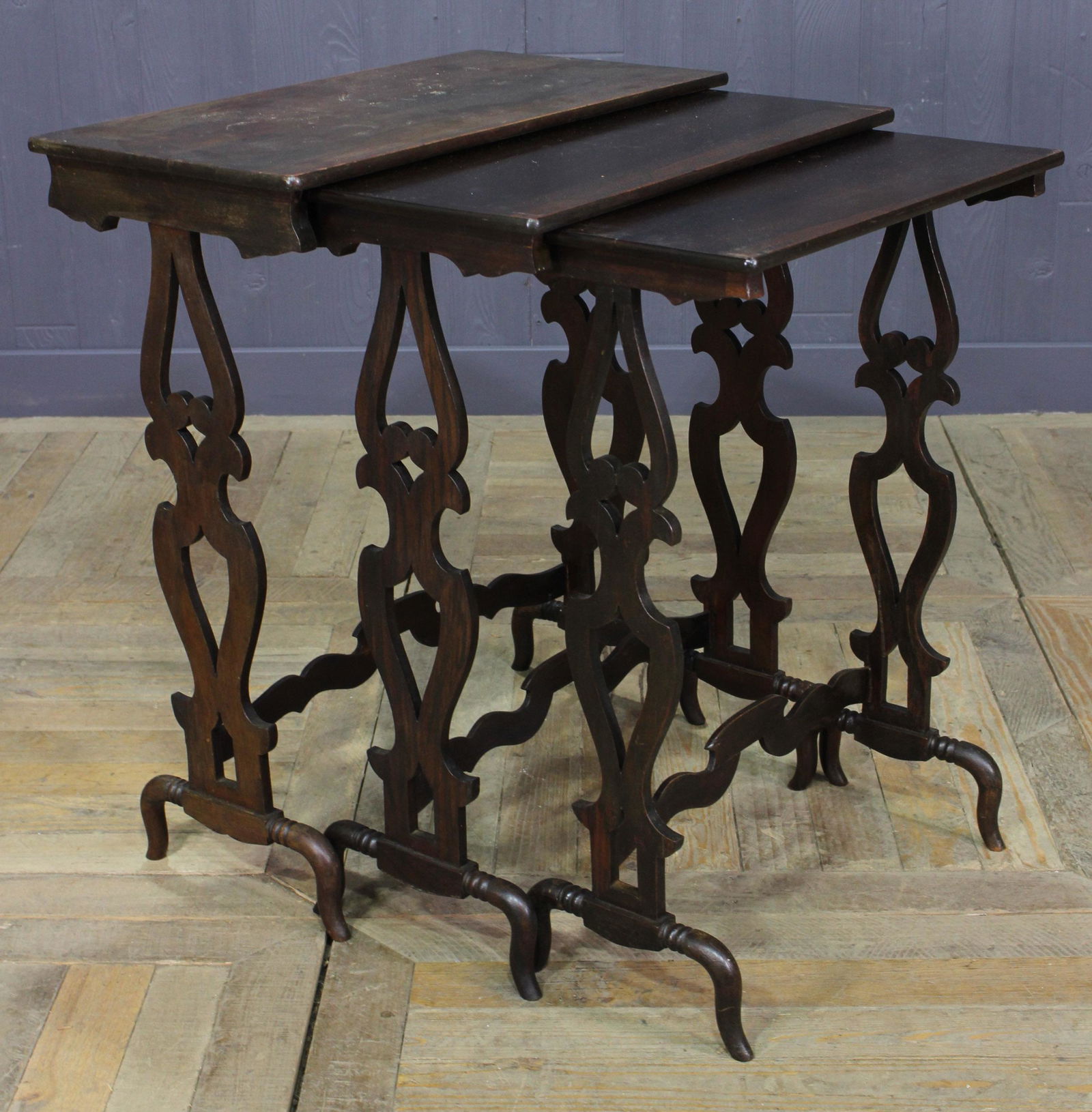 Set of 3 English 19th C Rosewood Nesting Tables (1 of 2)