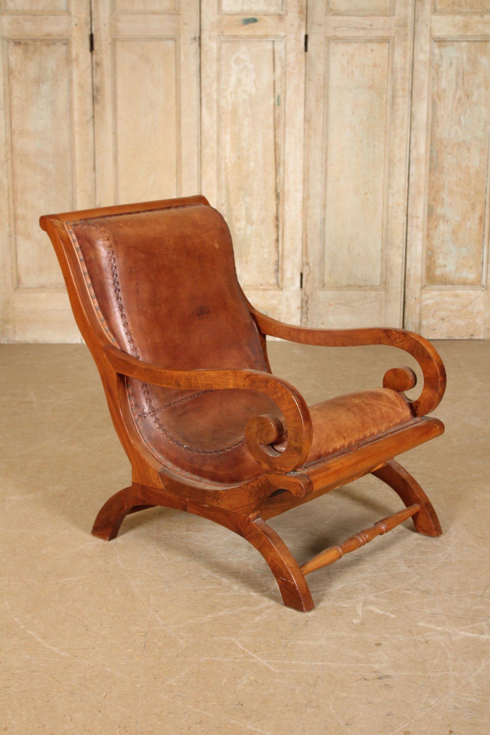 Leather Upholstered Plantation Style Arm Chair (1 of 7)