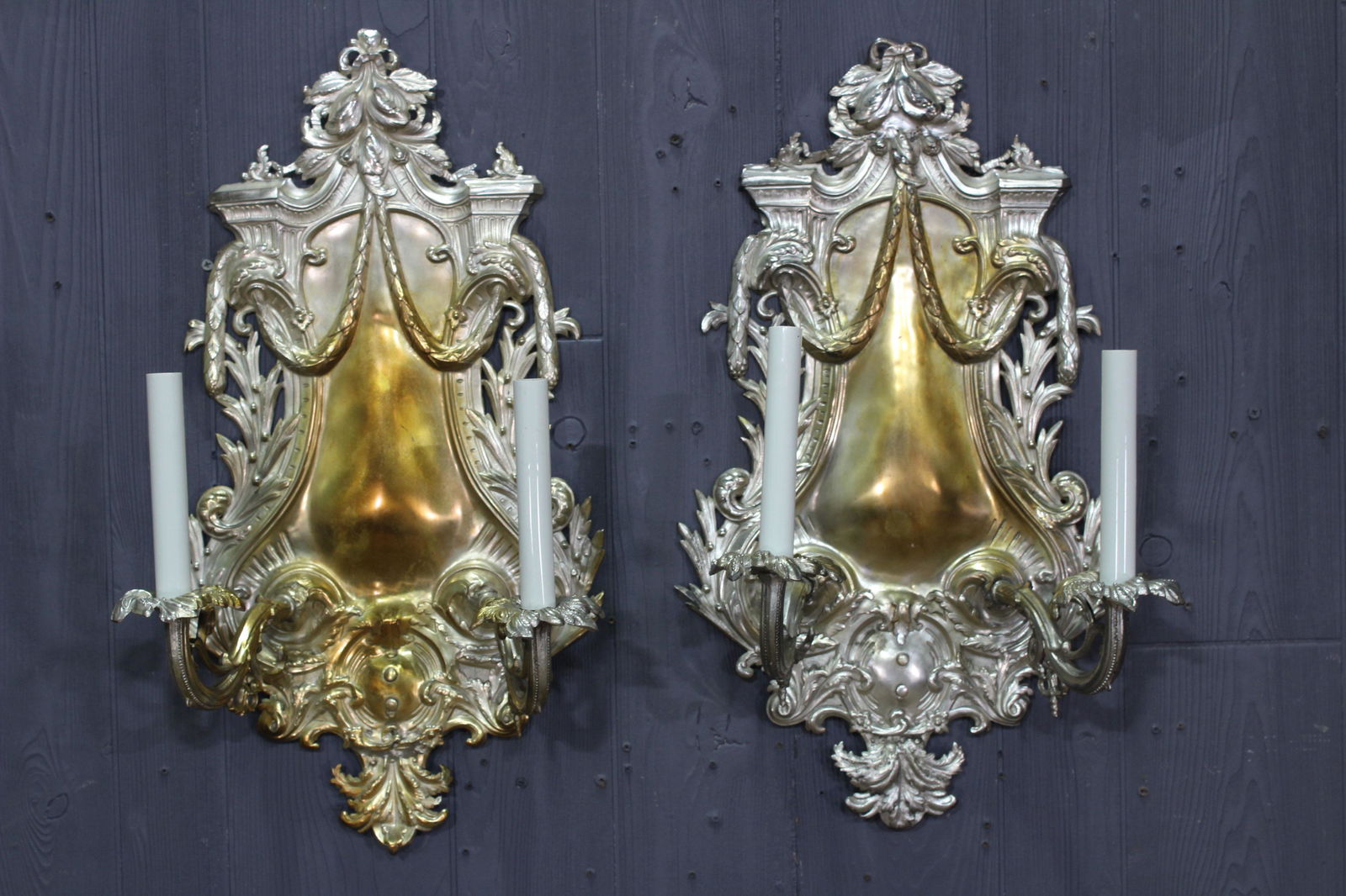 Pair of Louis XV Style Repousse Sconces (1 of 13)
