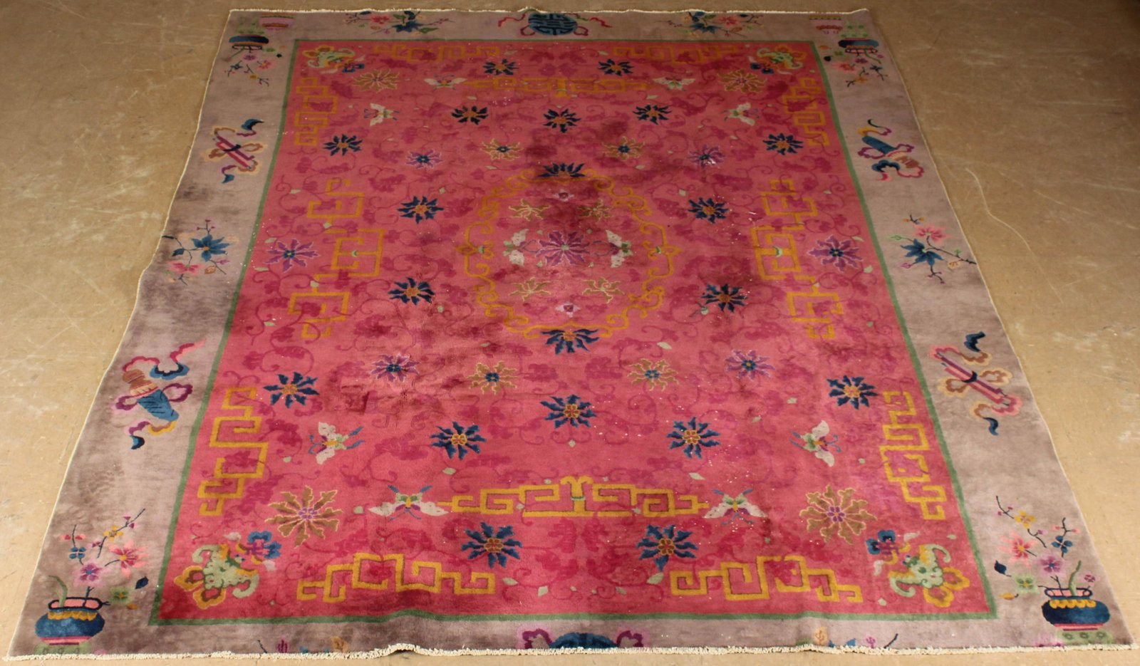 Nichols Style Chinese Art Deco Rug 8'8" x 10'7": Nichols Style Chinese Art Deco Rug 8'8" x 10'7"