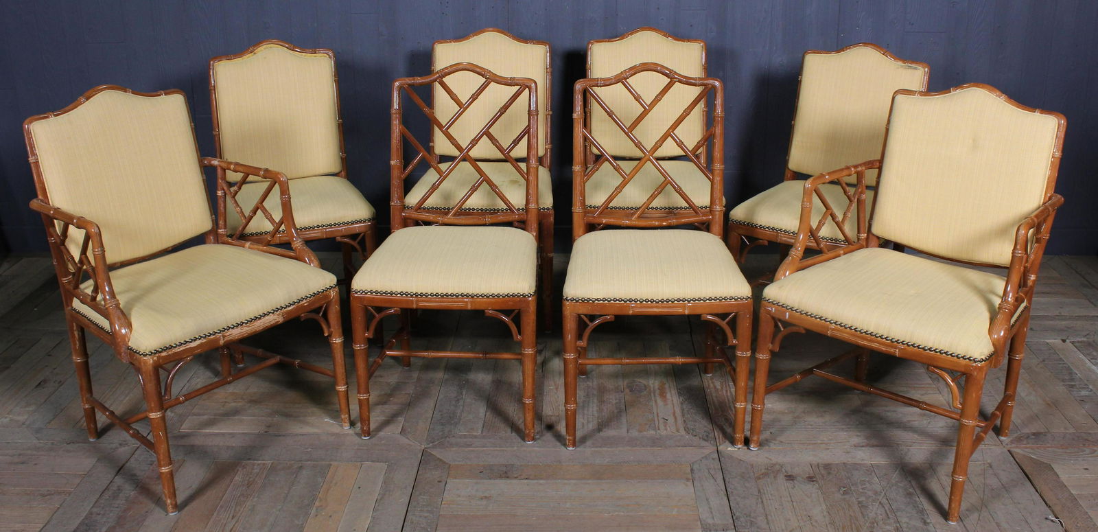 Good Set of 8 Faux Bamboo Dining Chairs (1 of 8)