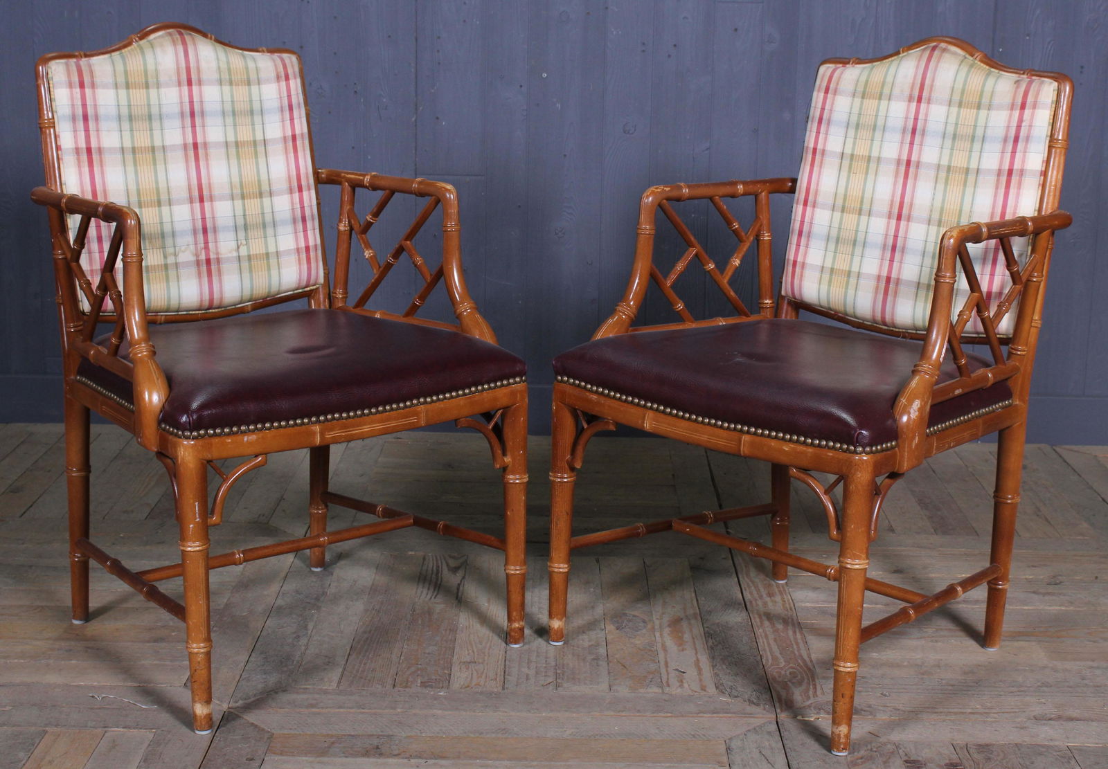 Pair Faux Bamboo Armchairs (1 of 4)