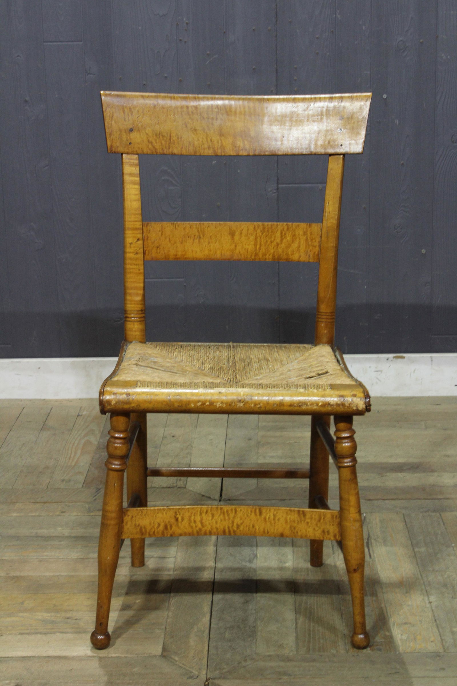 American 19th C Tiger & Birdseye Maple Side Chair (1 of 6)