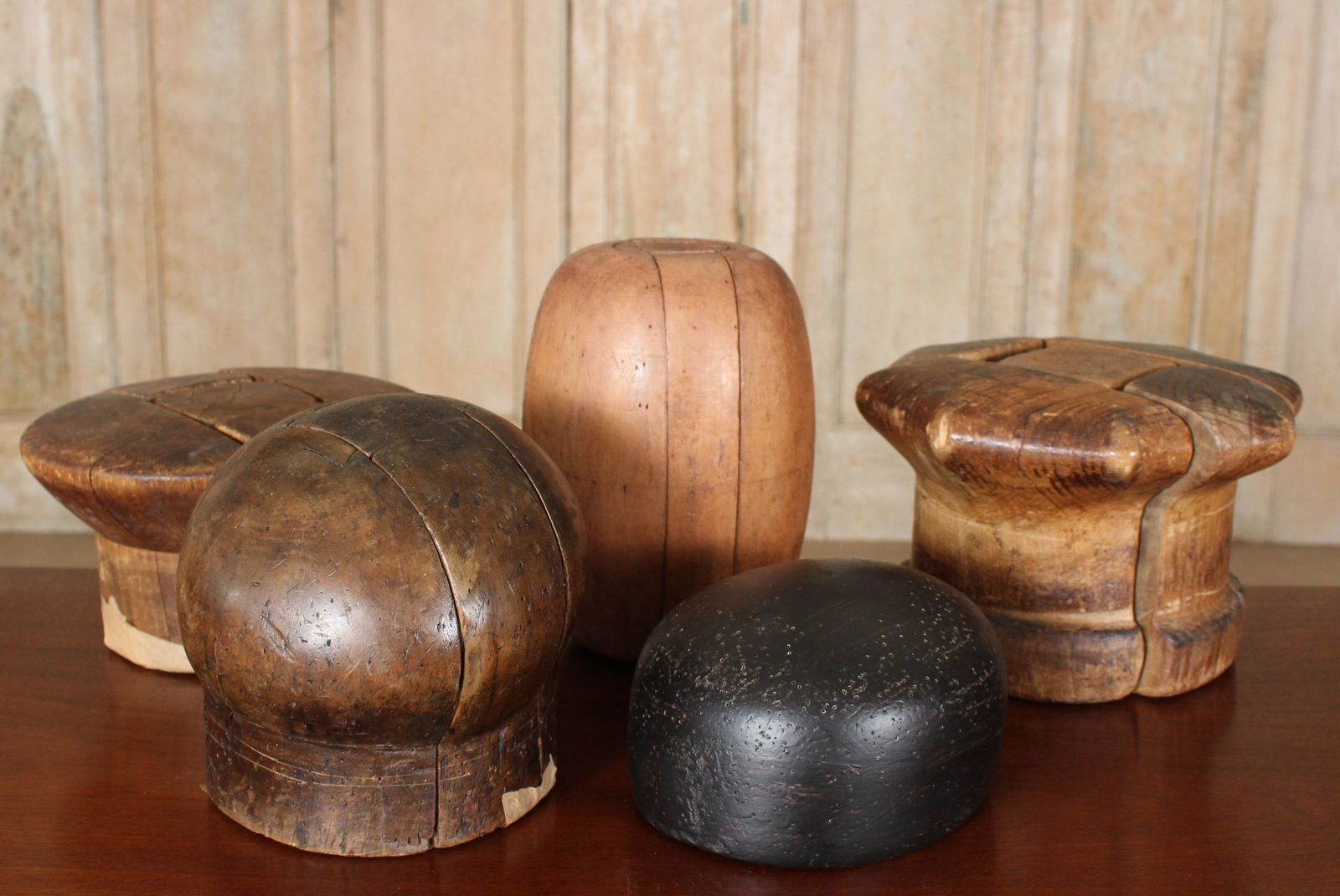 Grouping of 5 Wooden Hat Molds (1 of 3)