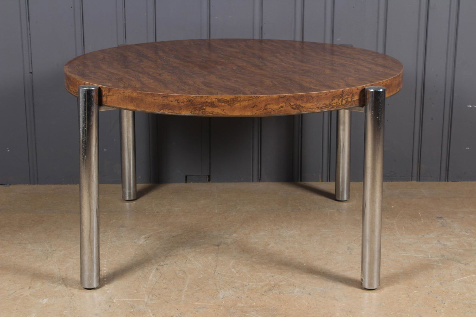 Chrome and Burl Wood Dining Table (1 of 3)