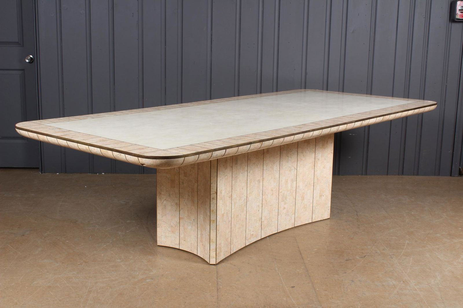 Tessellated Travertine Conference Table: Tessellated Travertine Conference Table Size: 29.5" H x 102.5" W x 45.5" D