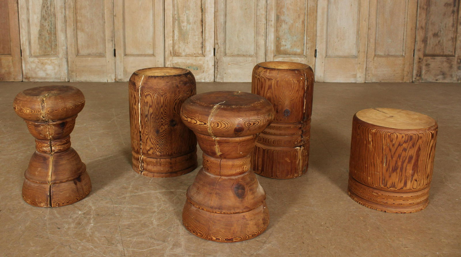 5 Turned Wood Stools (1 of 6)