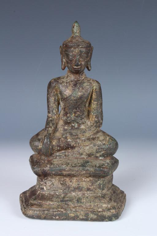 Antique Bronze Burmese Buddha: Antique Bronze Burmese Buddha - Size: 7" (T5264)
