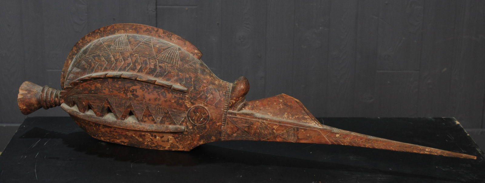 Baga Anok Altar Shrine: Baga Anok Altar Shrine. Carved Wood. Guinea, West Africa. Size: 38.5" x 10.5" x 6"