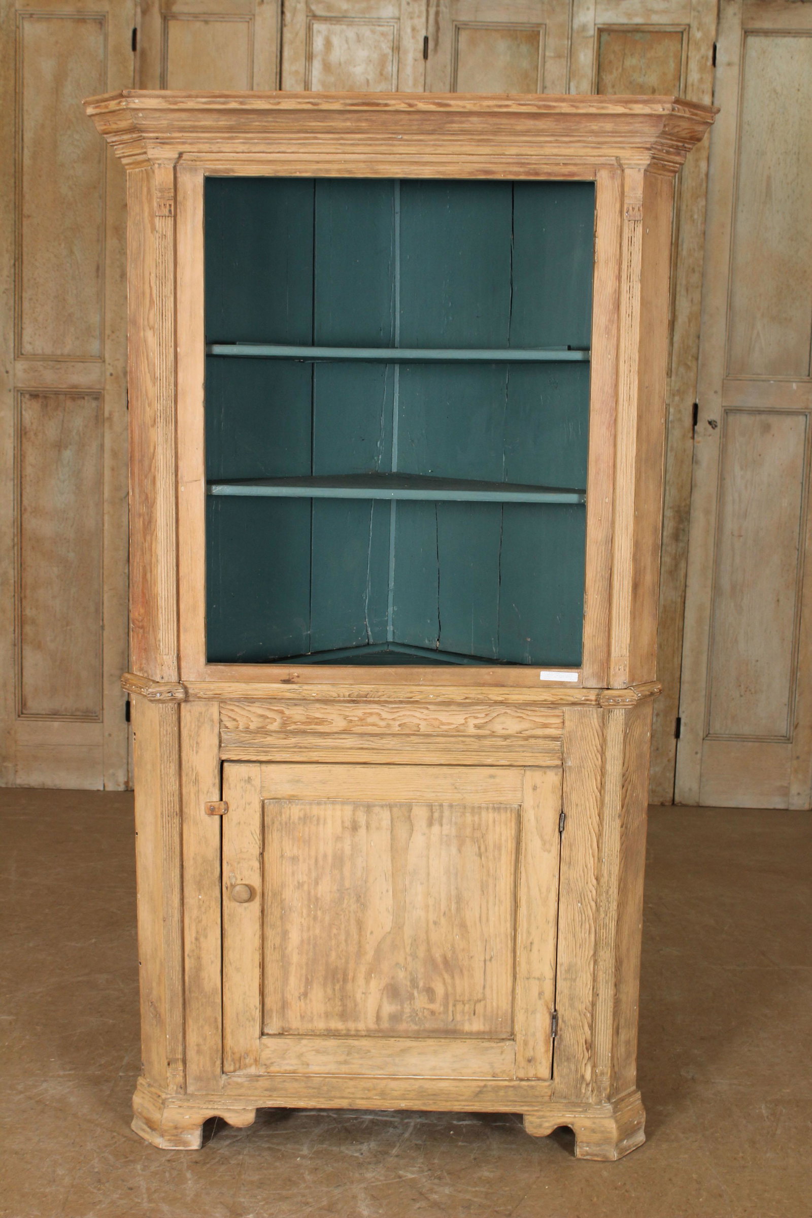 Painted Pine Corner Cupboard: Painted Pine Corner Cupboard. Size: 78.5" H x 45" W x 31" D