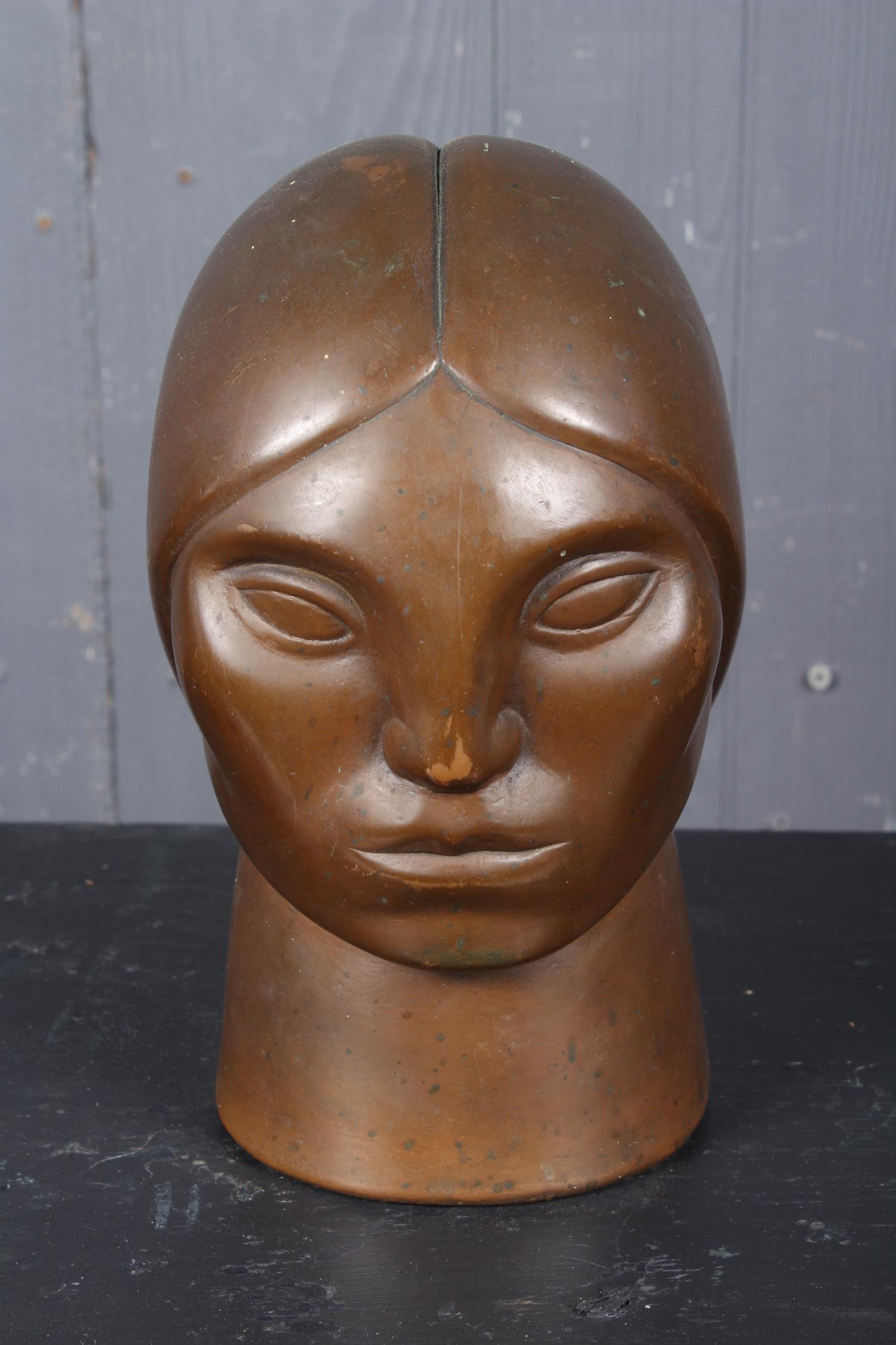 Hagenauer Style Copper Portrait Bust: Hagenauer Style Copper Portrait Bust. Size: 9" H x 5" W x 6.5" D