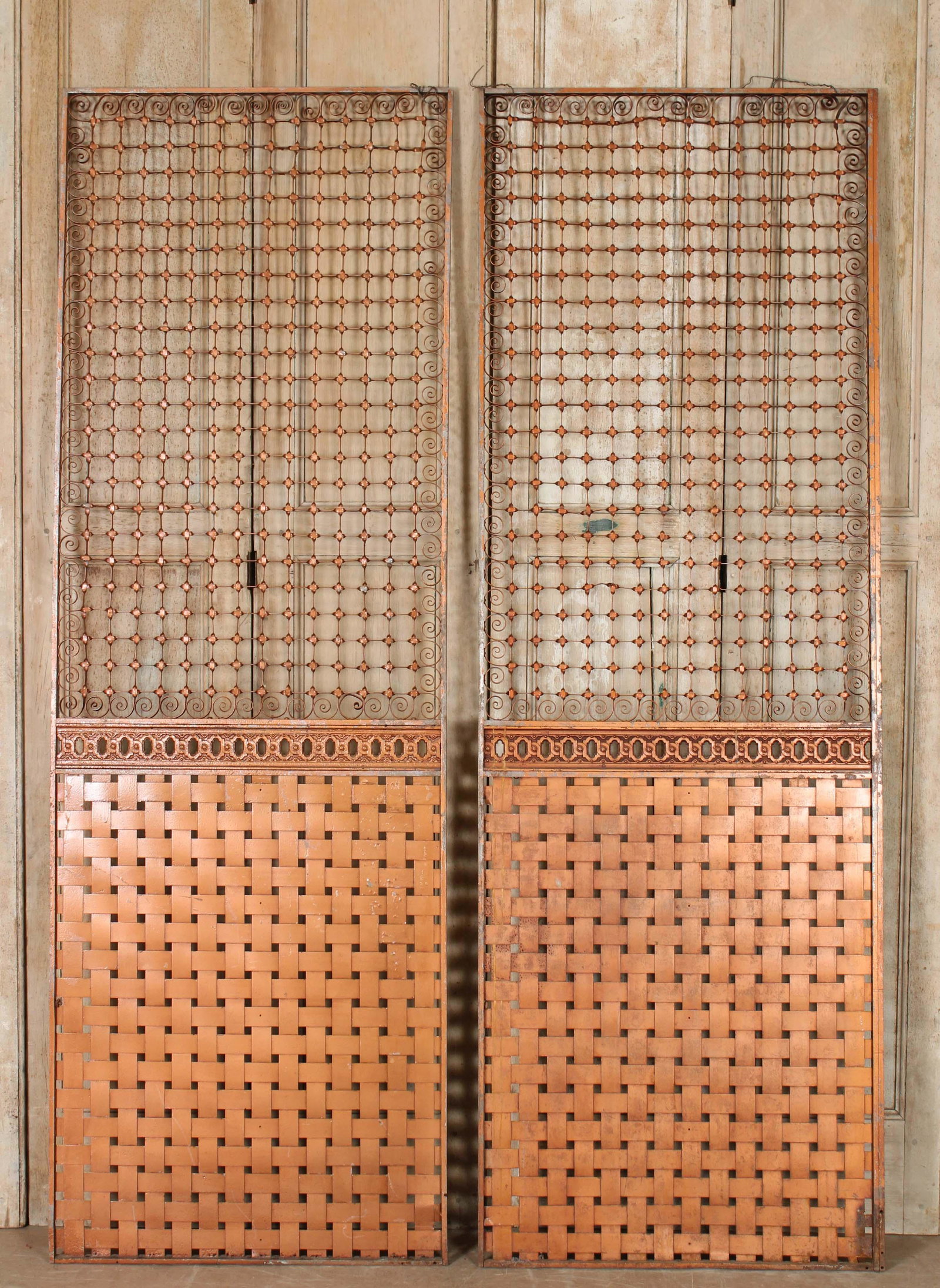 Pair Wrought Iron Panels: Pair Wrought Iron Panels. Size: 92.5" H x 31.5" W x 1" D