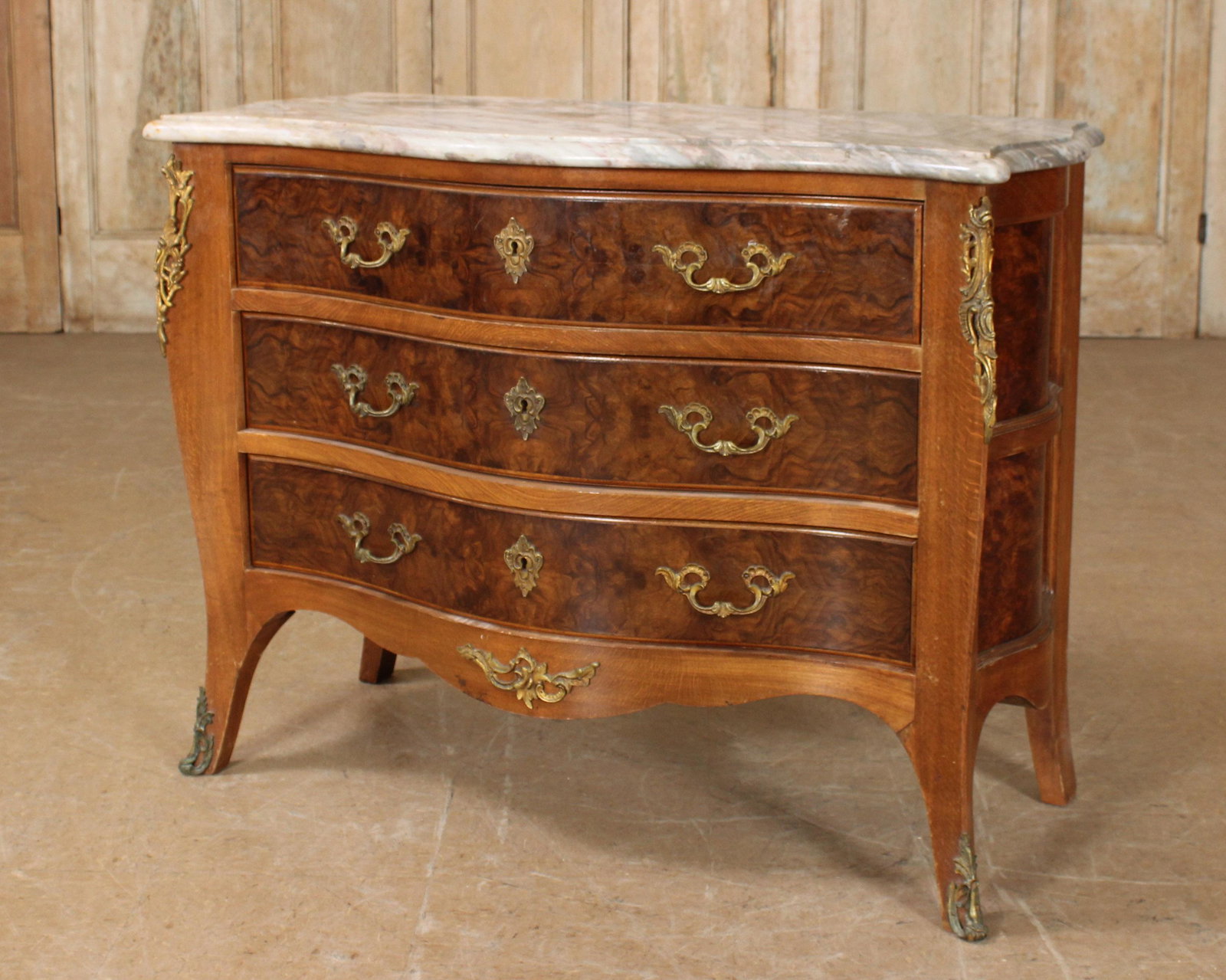 Louis XV Style Marble Top Chest of Drawers: Louis XV Style Marble Top Chest of Drawers. Size: 31.75" H x 42" W x 19" D