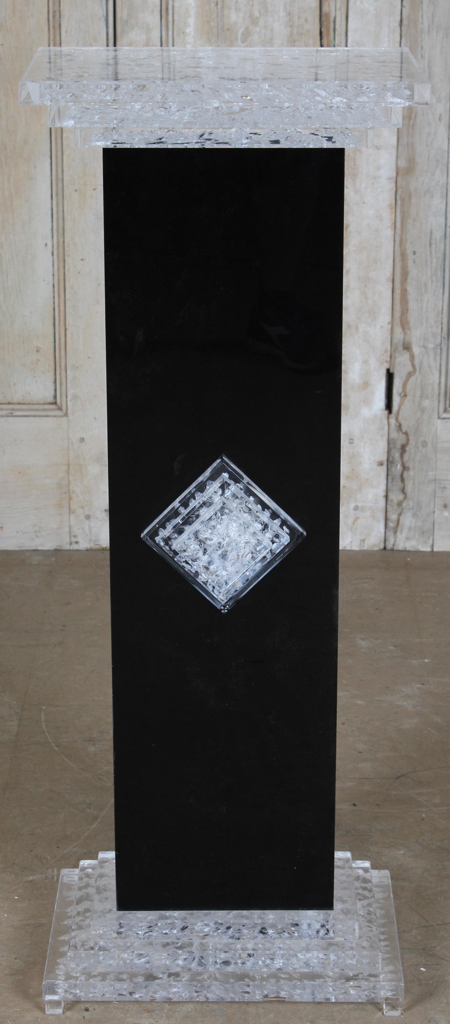 Decorative Acrylic and Lucite Pedestal: Decorative Acrylic and Lucite Pedestal. Size: 41" H x 16" W x 11" D