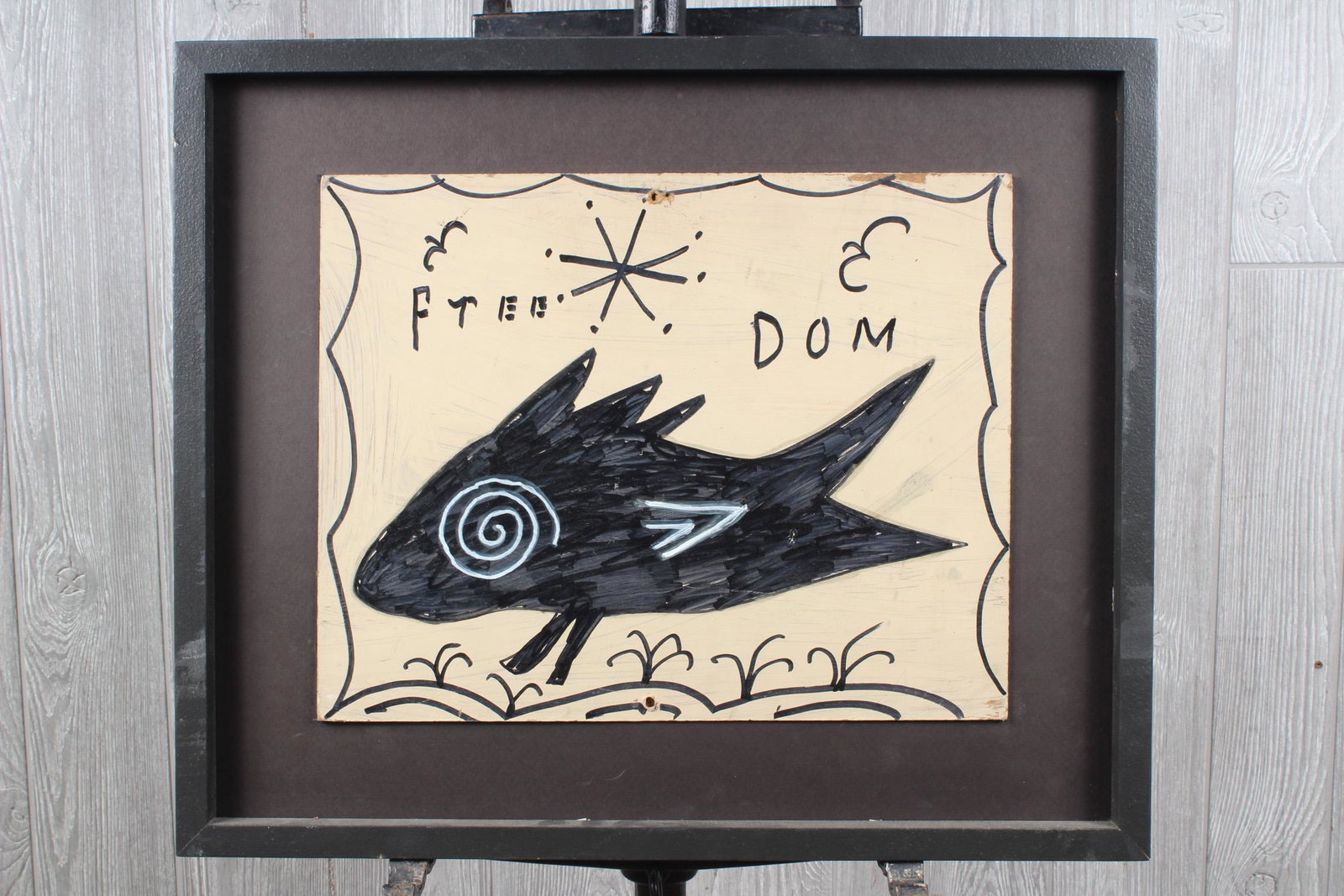 R.A. Miller (Georgia, 20th C) Creature of Freedom: R.A. Miller (Georgia, 20th C) Creature of Freedom. Mixed media on board. Size: Framed: 18.5" H x 22.5" W x 1.5" D; Sight: 12.5" H x 16" W