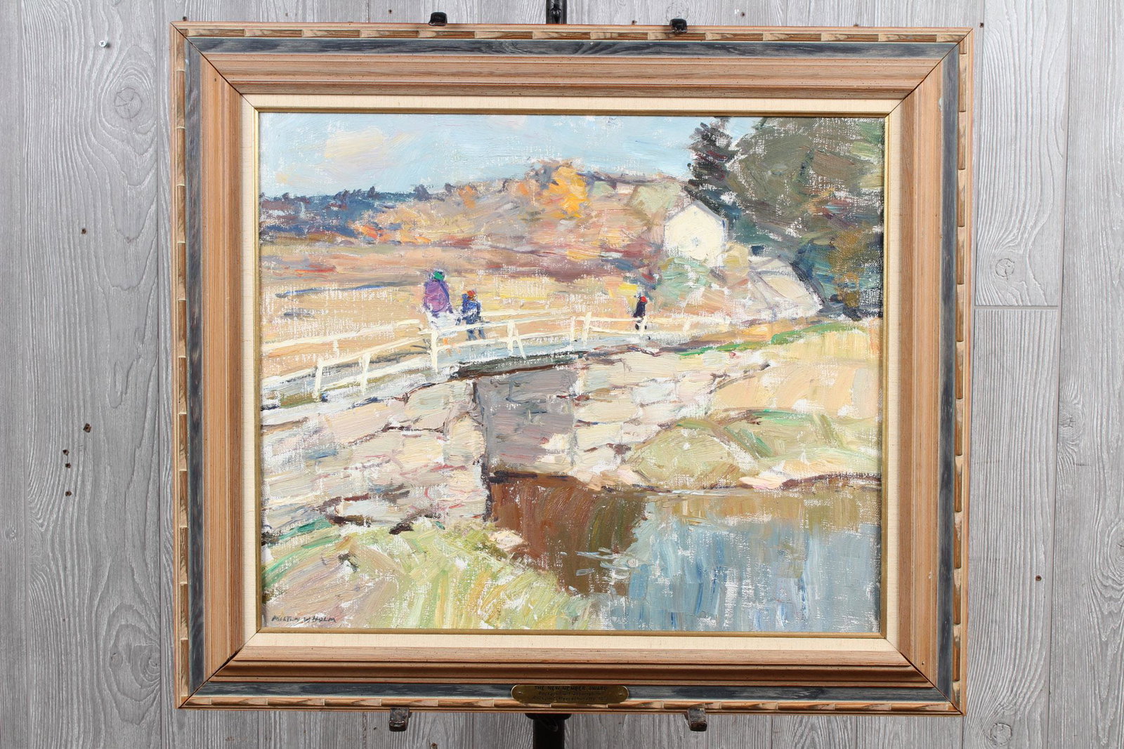 Milton W Holm (American, 20th C) Tidewate: Milton W Holm (American, 20th C) Tidewater Bridge. OOC Bearing a plaque for New Member Award, Rockport Artists Association, Rockport MA 1973. Size: Framed: 26.5" H x 30.5" W x 1.5" D; Sight: 19.5" H x
