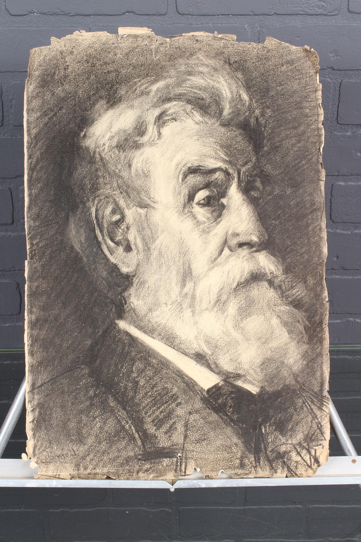 Joseph Pennell Portrait Drawing (Amer, 1857-1926): Joseph Pennell Portrait Drawing (American, 1857-1926), signed lower left. Size: 18" H x 12" W