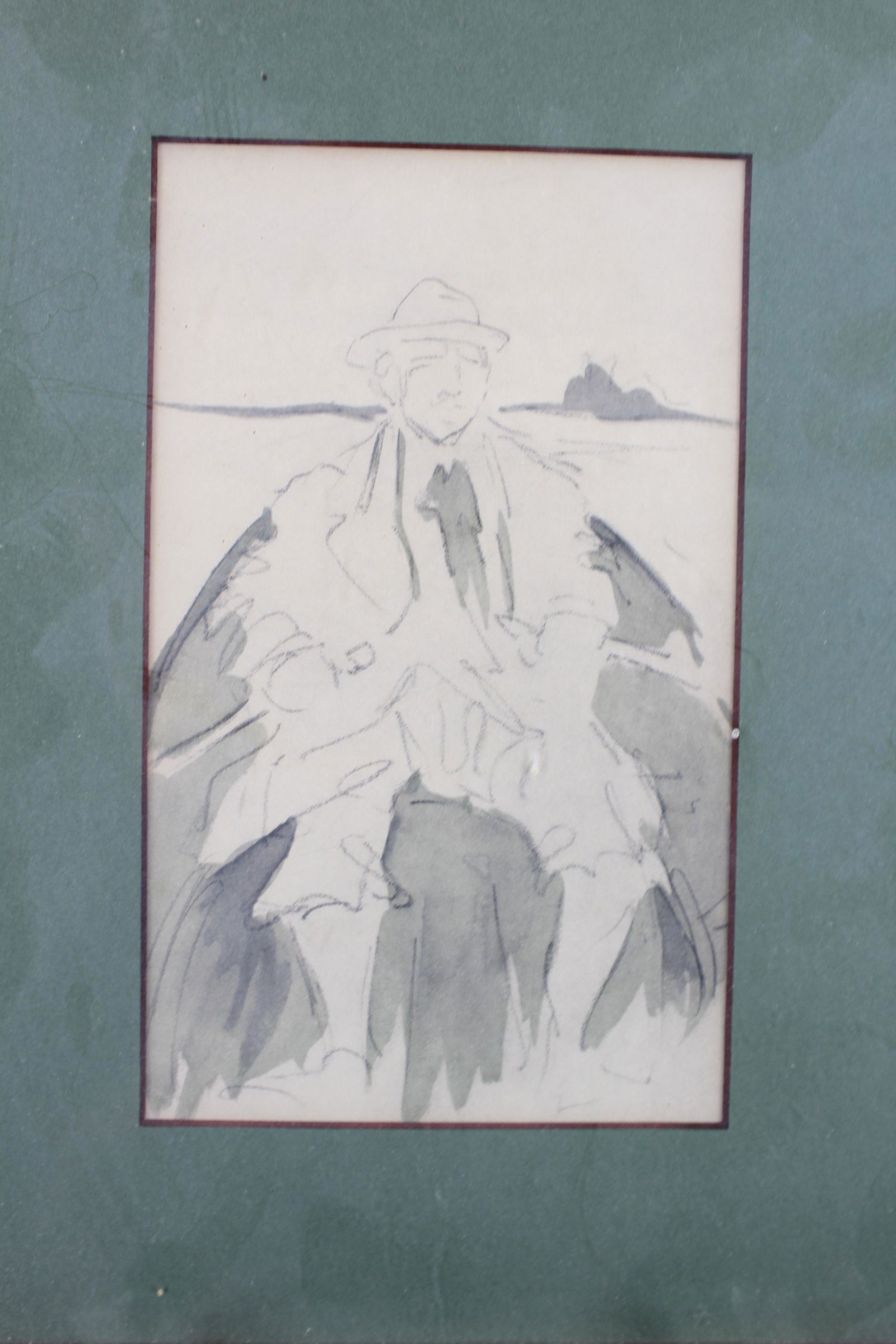 Jaques Villon Pencil and Ink Wash Drawing: Jaques (Gaston Duchamp) Villon Pencil and Ink Wash Drawing. Size: frame 13" x 10.25" sight 8" x 5"