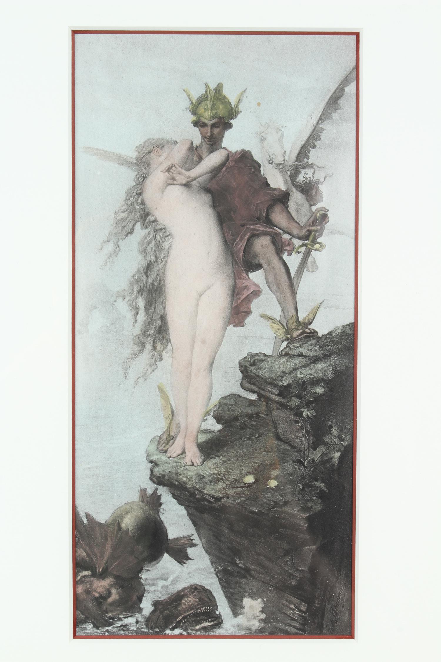 Perseus and Andromeda - Beamont: Perseus and Andromeda - Beamont. Size: Framed: 19.5" H x 13.5" W x 1" D; Sight: 9.5" H x 4.5" W
