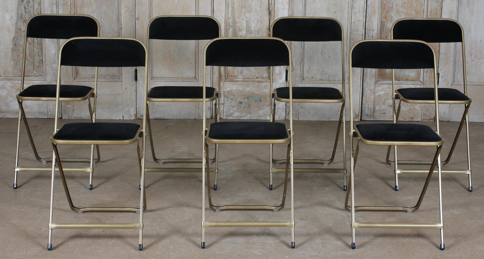 7 Vintage Fritz NY Folding Parlor Chairs: 7 Vintage Fritz NY Folding Parlor Chairs. Size: 31" H x 15" W x 18" D