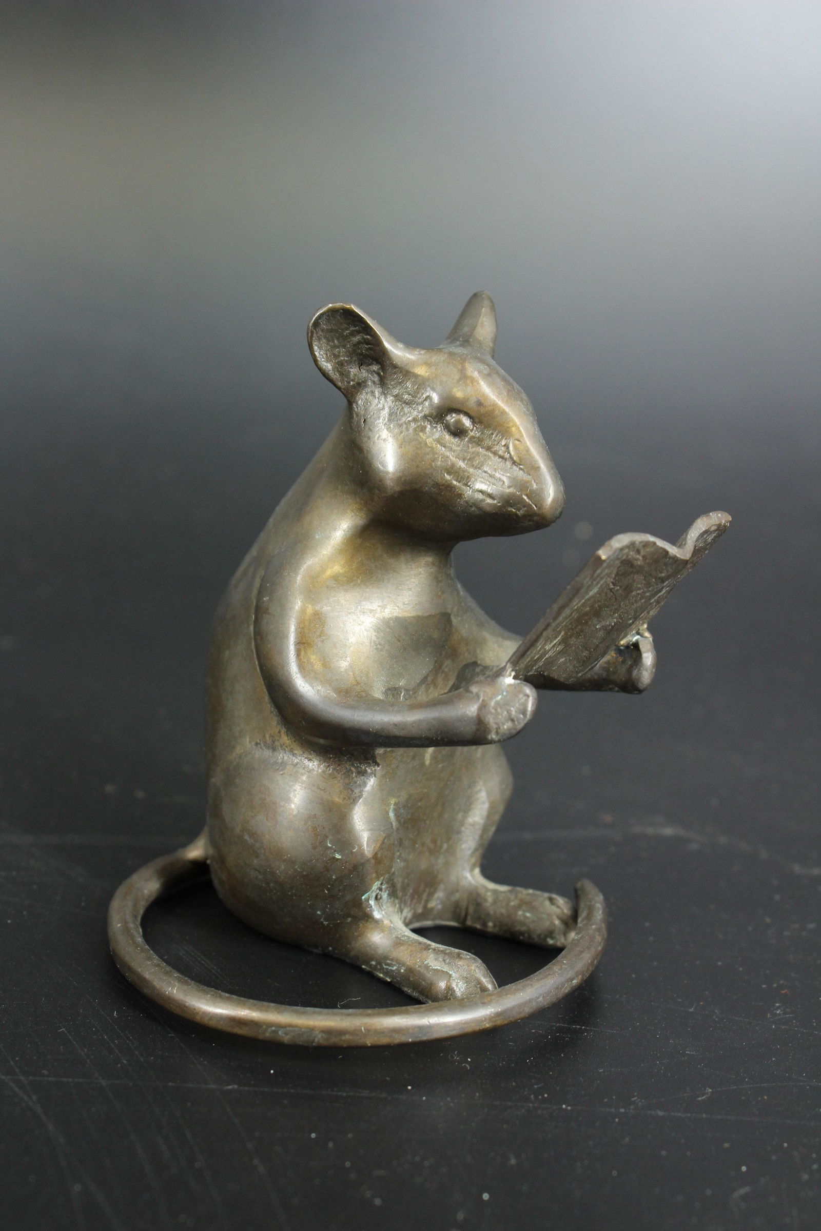 Bronze Mouse Reading a Book Paperweight (1 of 6)