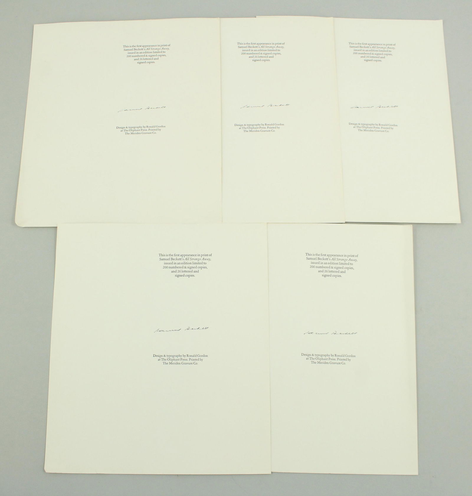 Five Flat Signatures of Samuel Beckett (1 of 12)