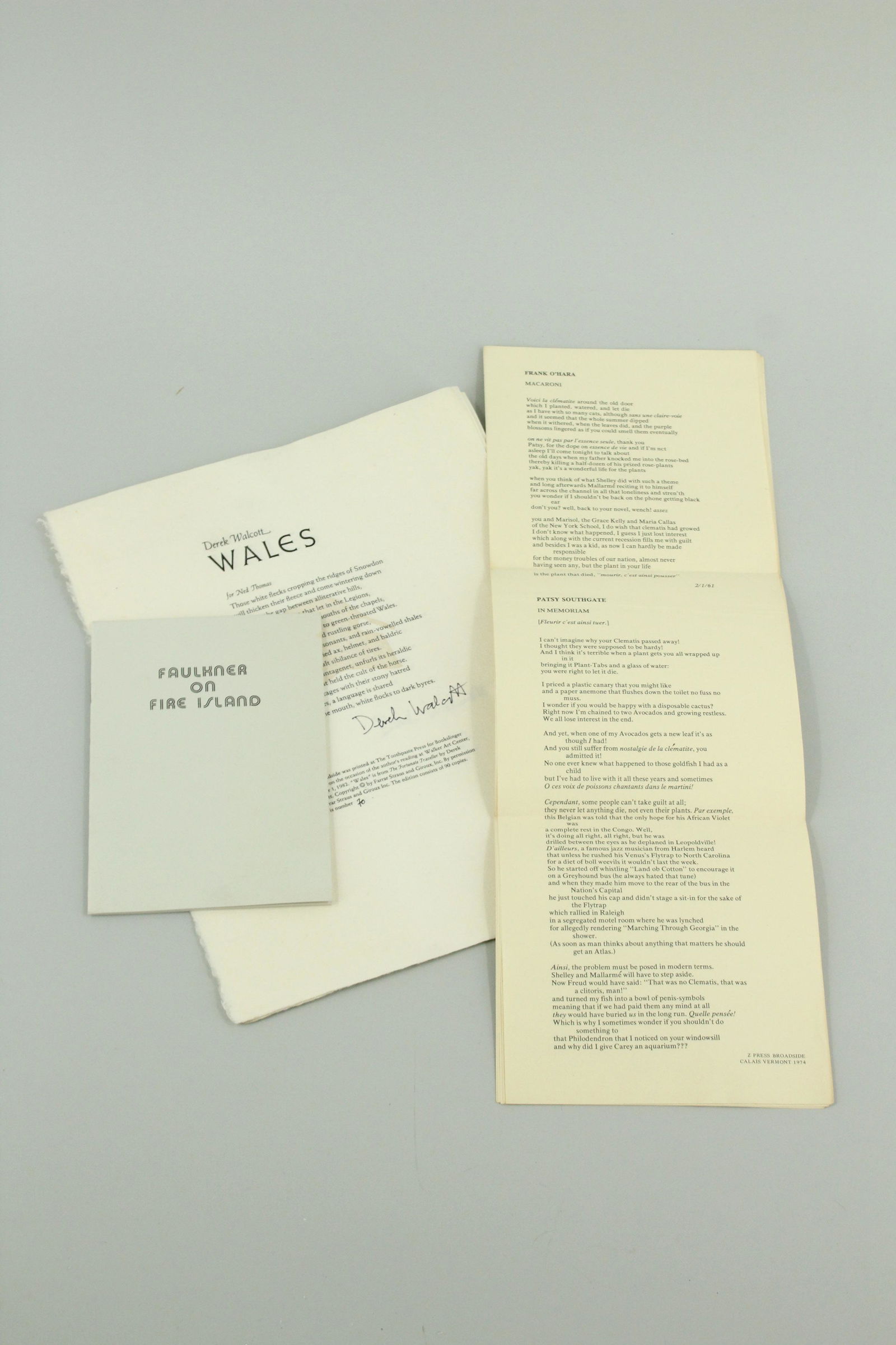 Derek Walcott Wales Broadside, 3 Copies Signed (1 of 9)