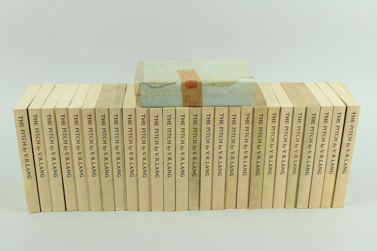 The Pitch by V.R. Lang 28 Copies: The Pitch by V.R. Lang 28 copies. 28 copies of the poetry collection published posthumously "The Pitch" by V.R. Lang, 1962, Bradley Phillips, paperback, cover art by Edward Gorey. There is some light 