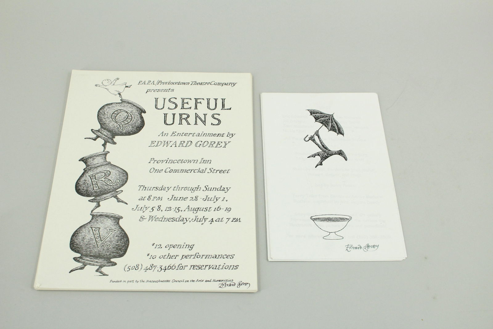Edward Gorey Signed Flyers & Programs (1 of 4)